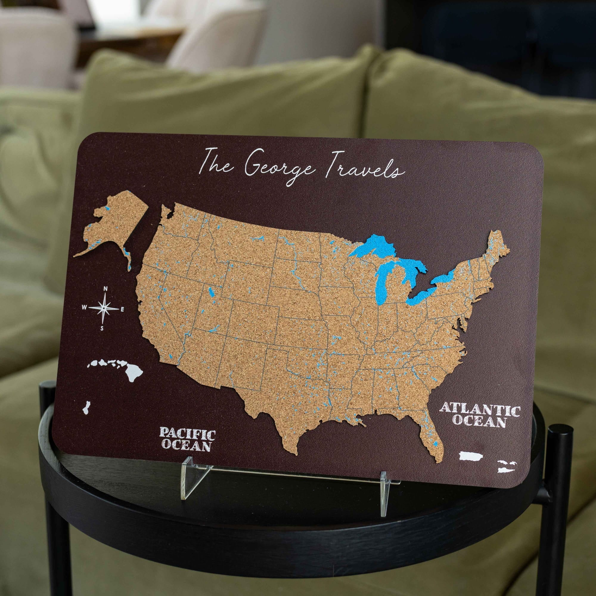 usa map cork wall art