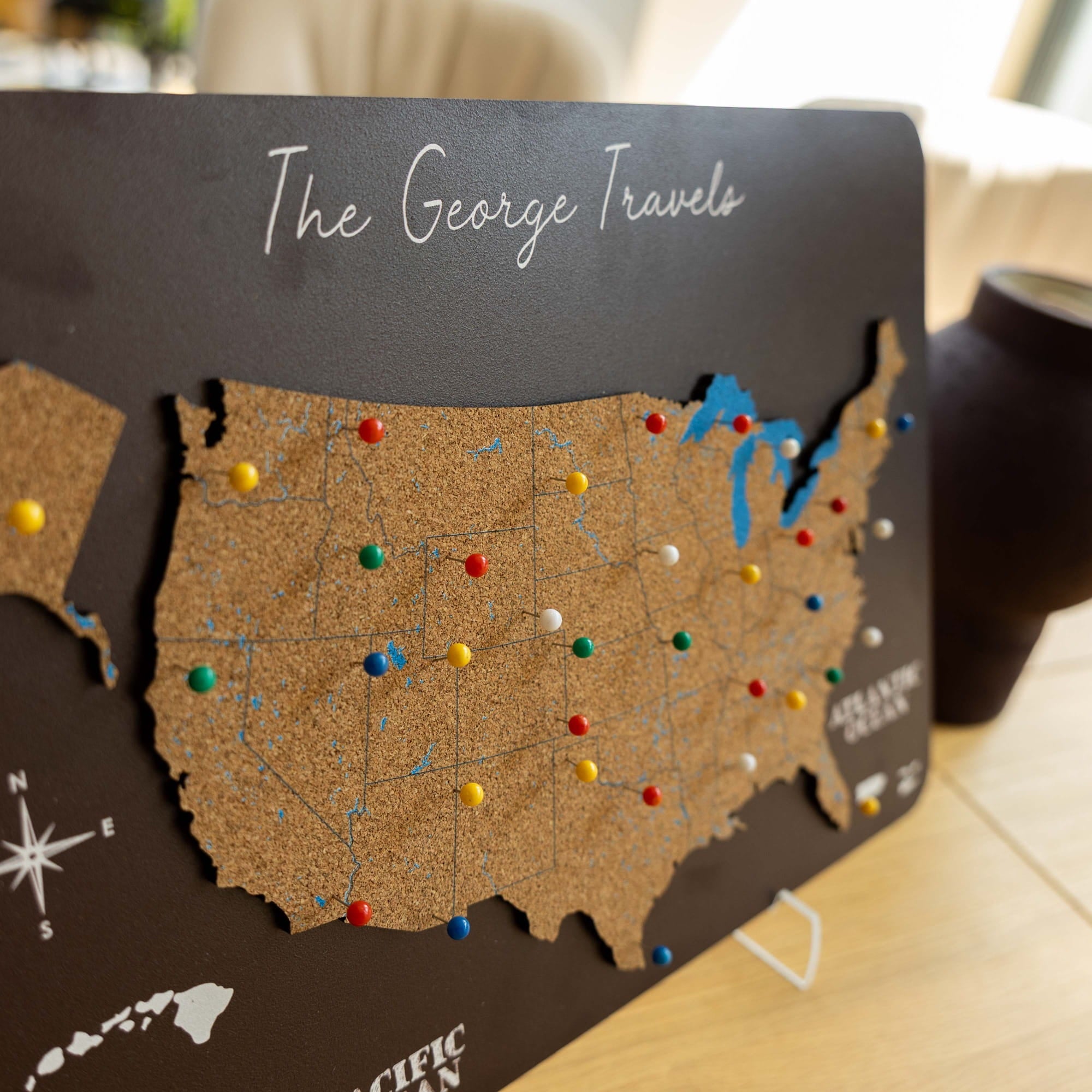 wooden cork usa map