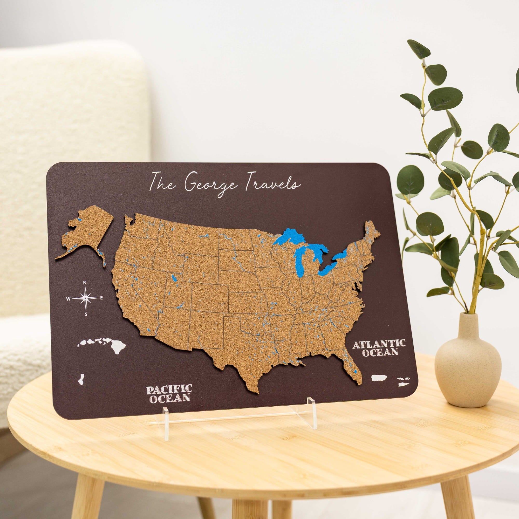 usa map wood plaque coffee table