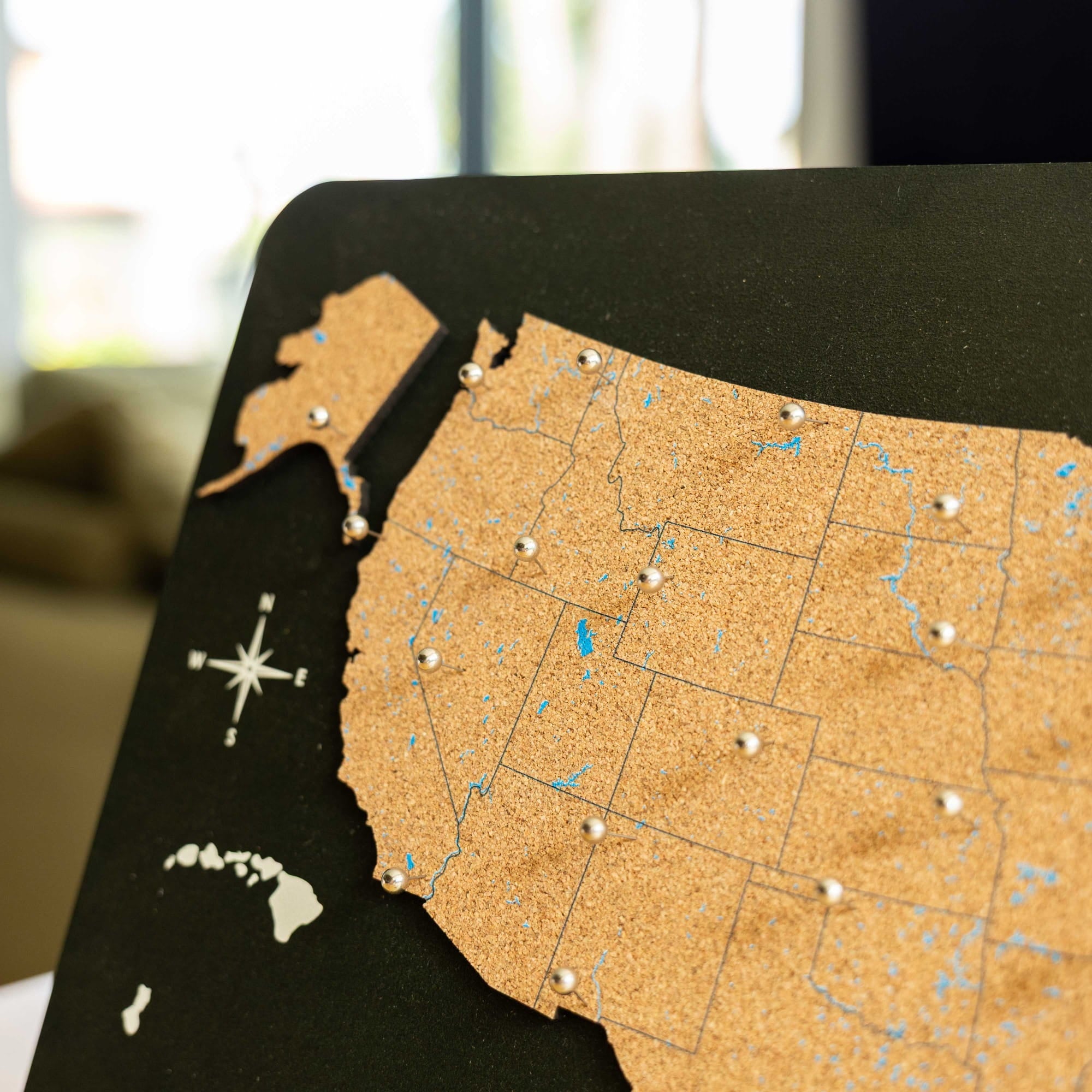 cork usa map wall decor