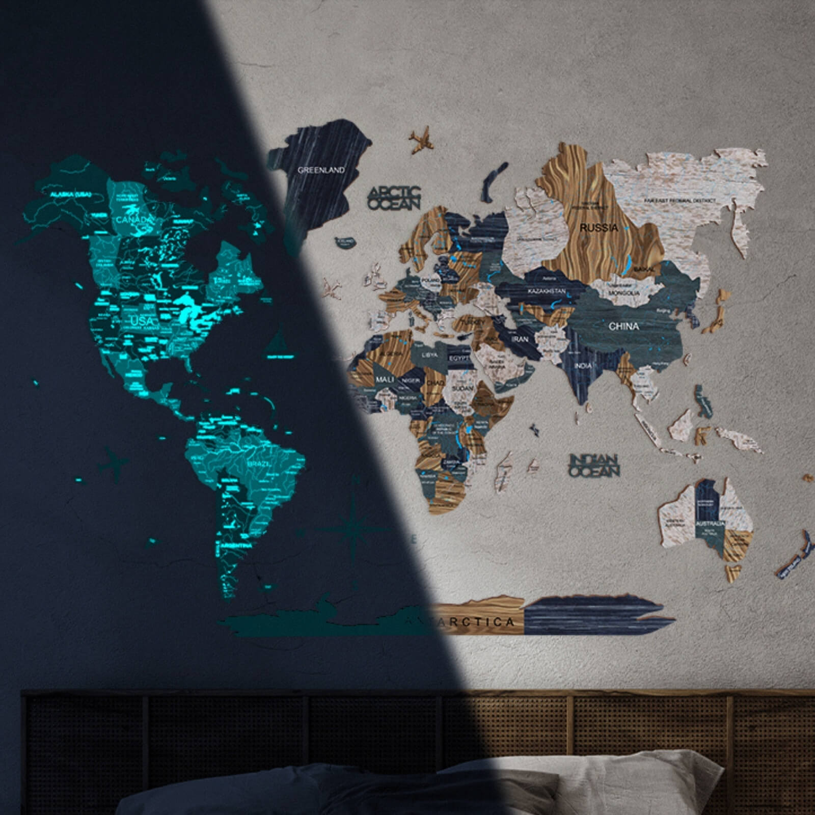 V12 WORLD MAP POLO 地図柄ポロ 新品タグ付 3D Luminous Colored Wooden World Map Mystery | Enjoy The Wood