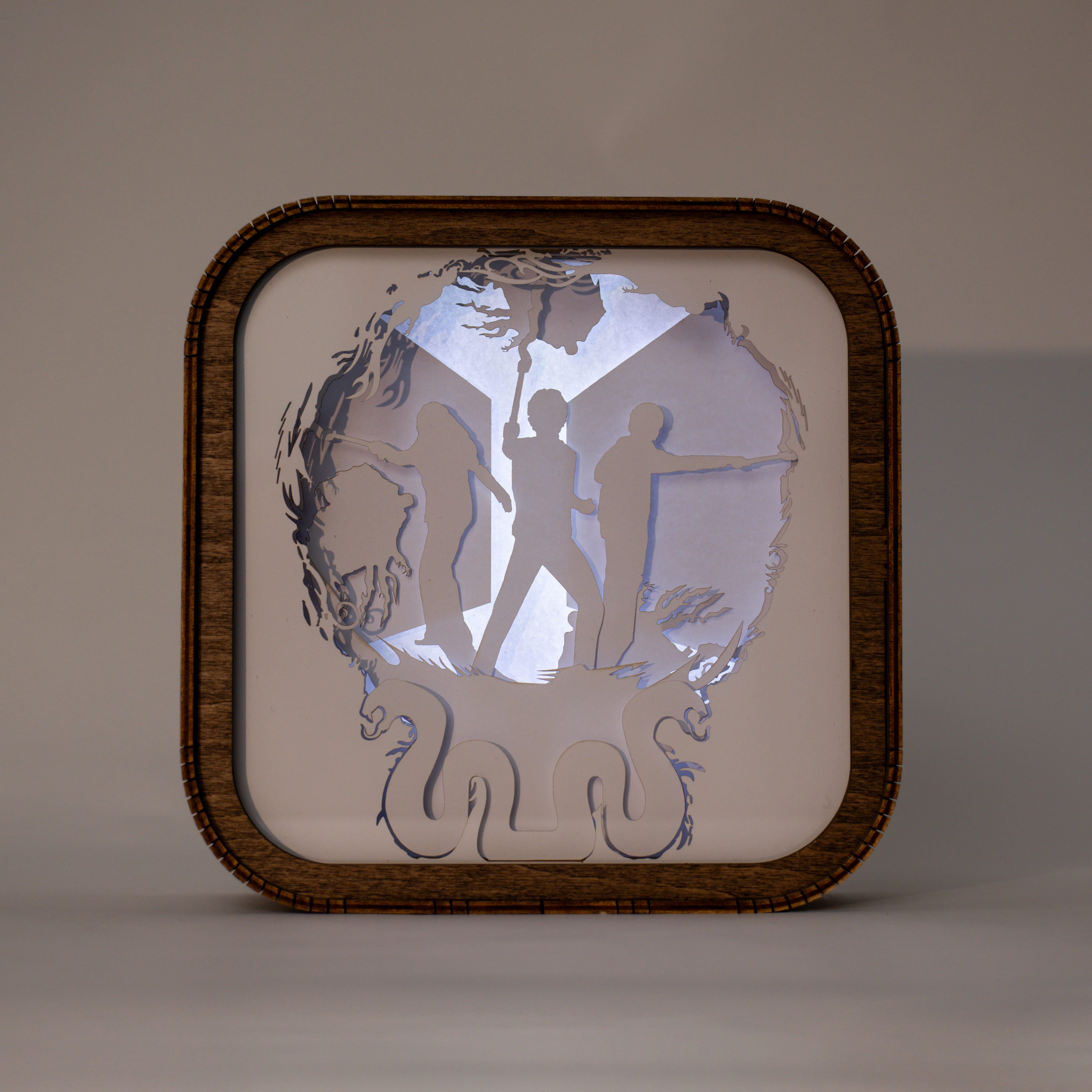 Wooden Paper Night Light - Trio with Wands by Enjoy The Wood 