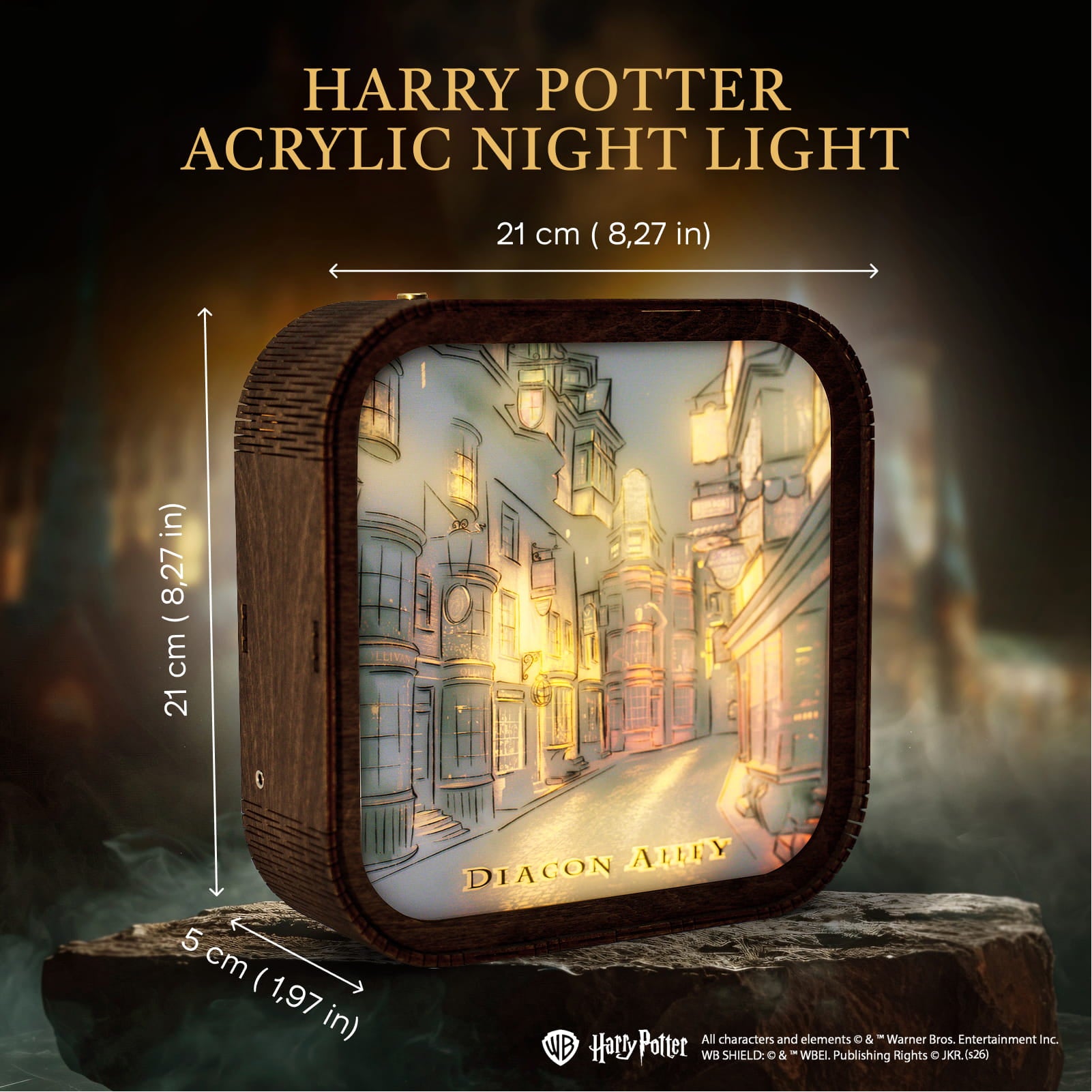 Wooden Acrylic Harry Potter Night Light - Night in Diagon Alley by Enjoy The Wood 