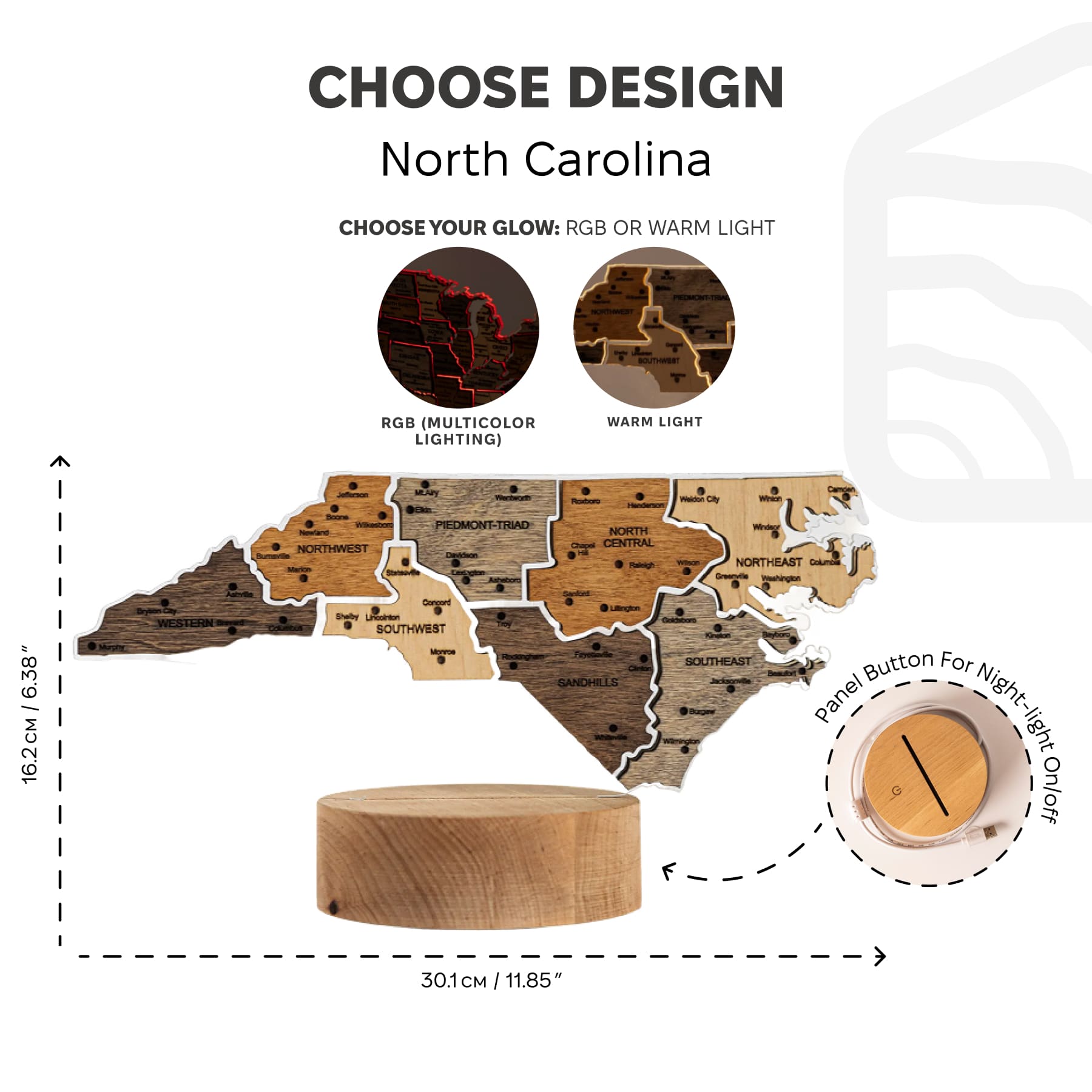 Night Light - Map of North Carolina State