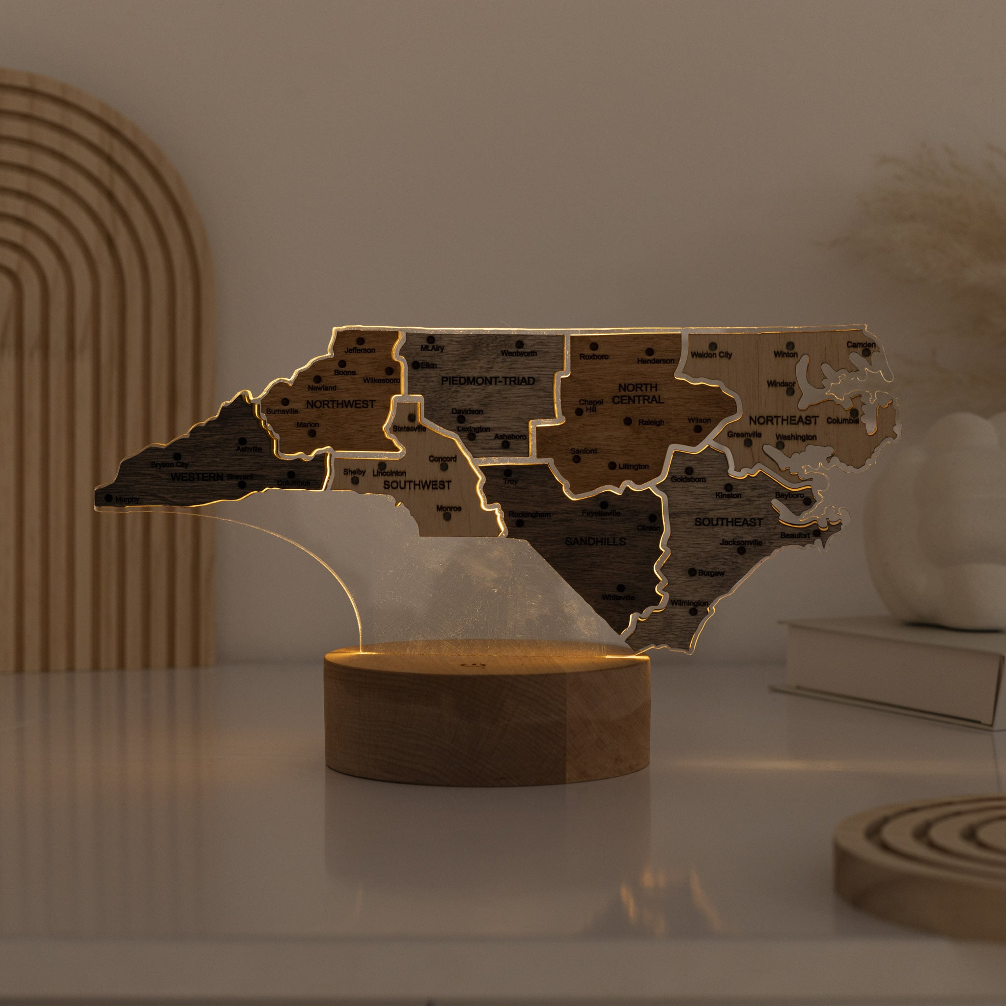 Night Light - Map of North Carolina State