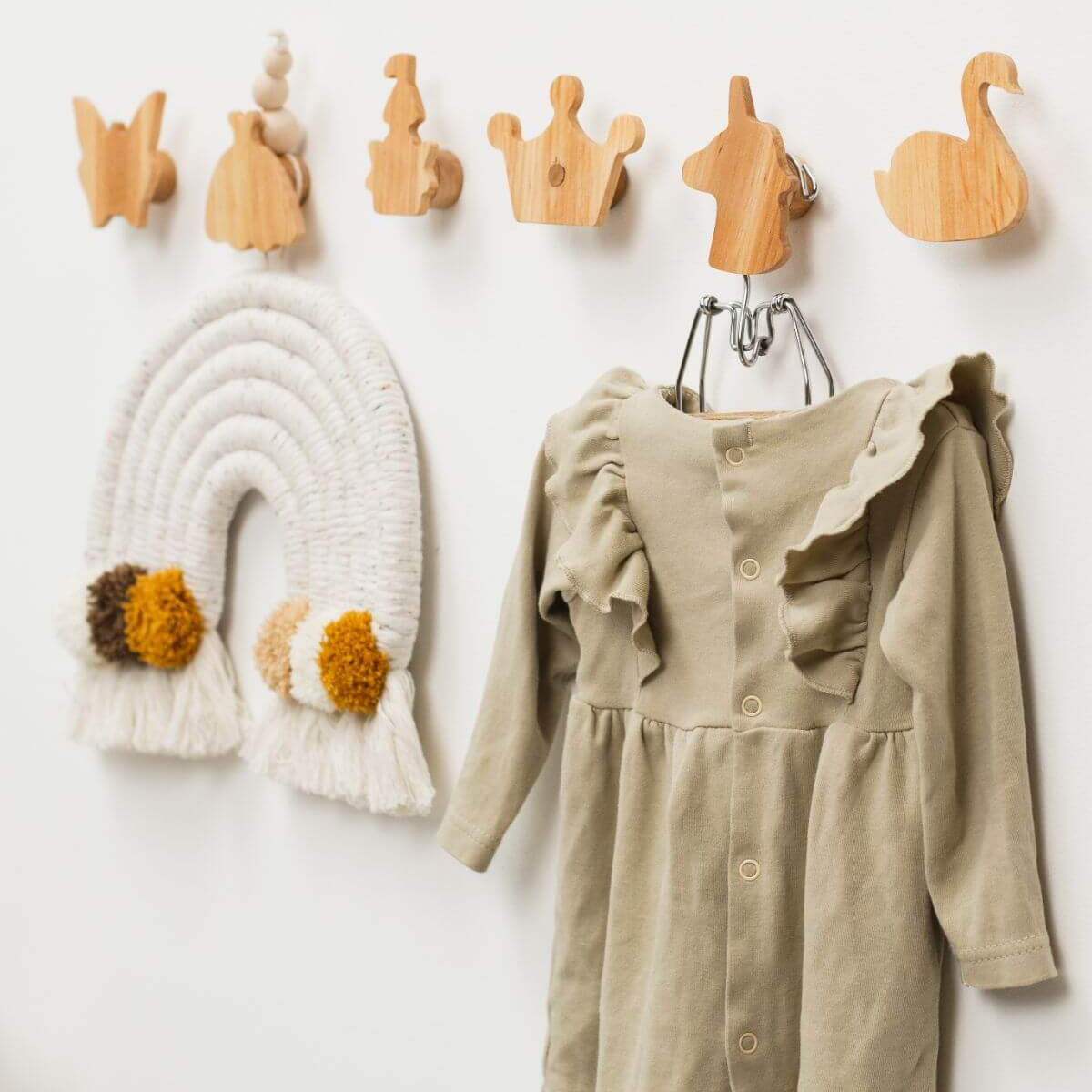 wooden wall hooks for girls room
