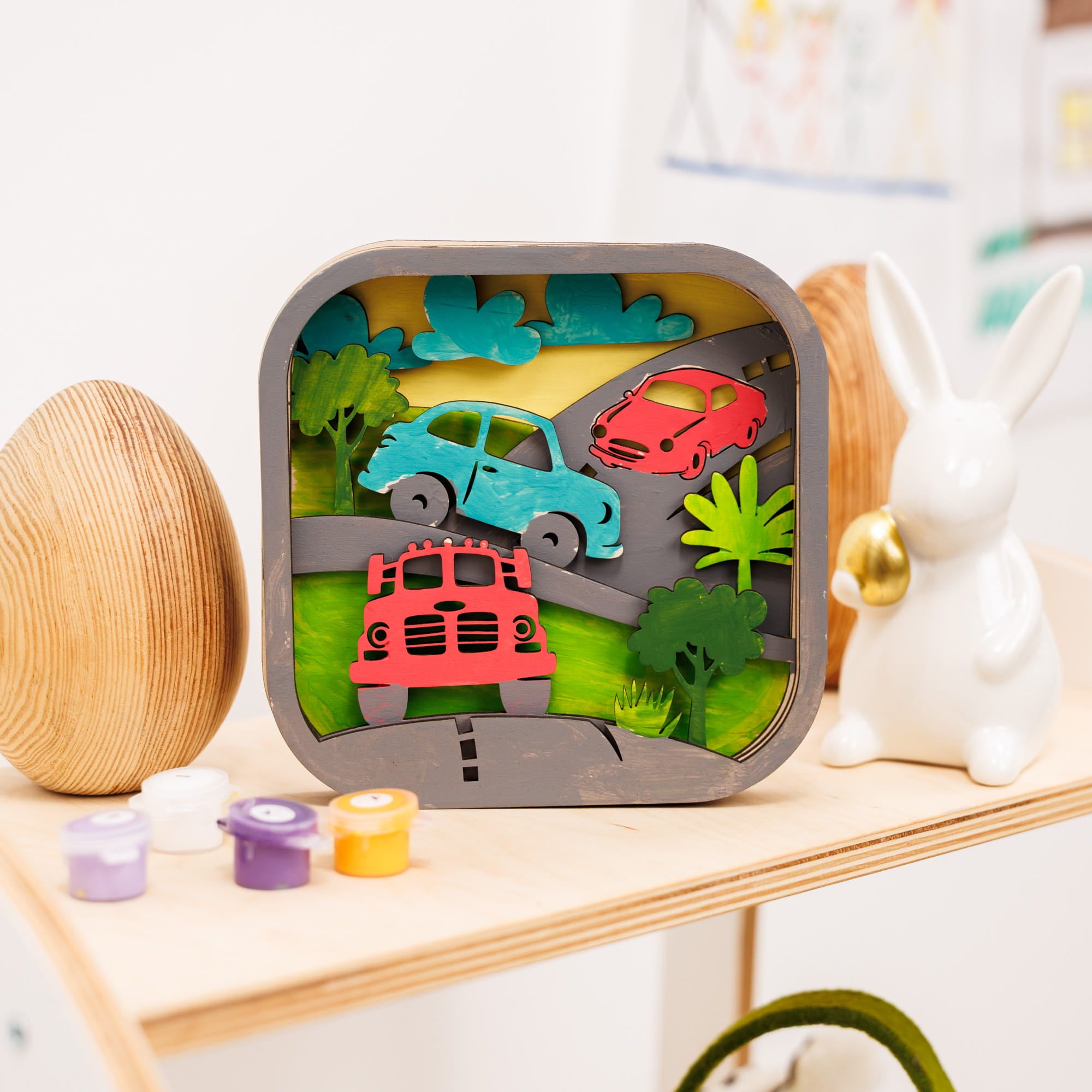 3D DIY Wood Painting Kit for Kids – Cars by Enjoy The Wood 