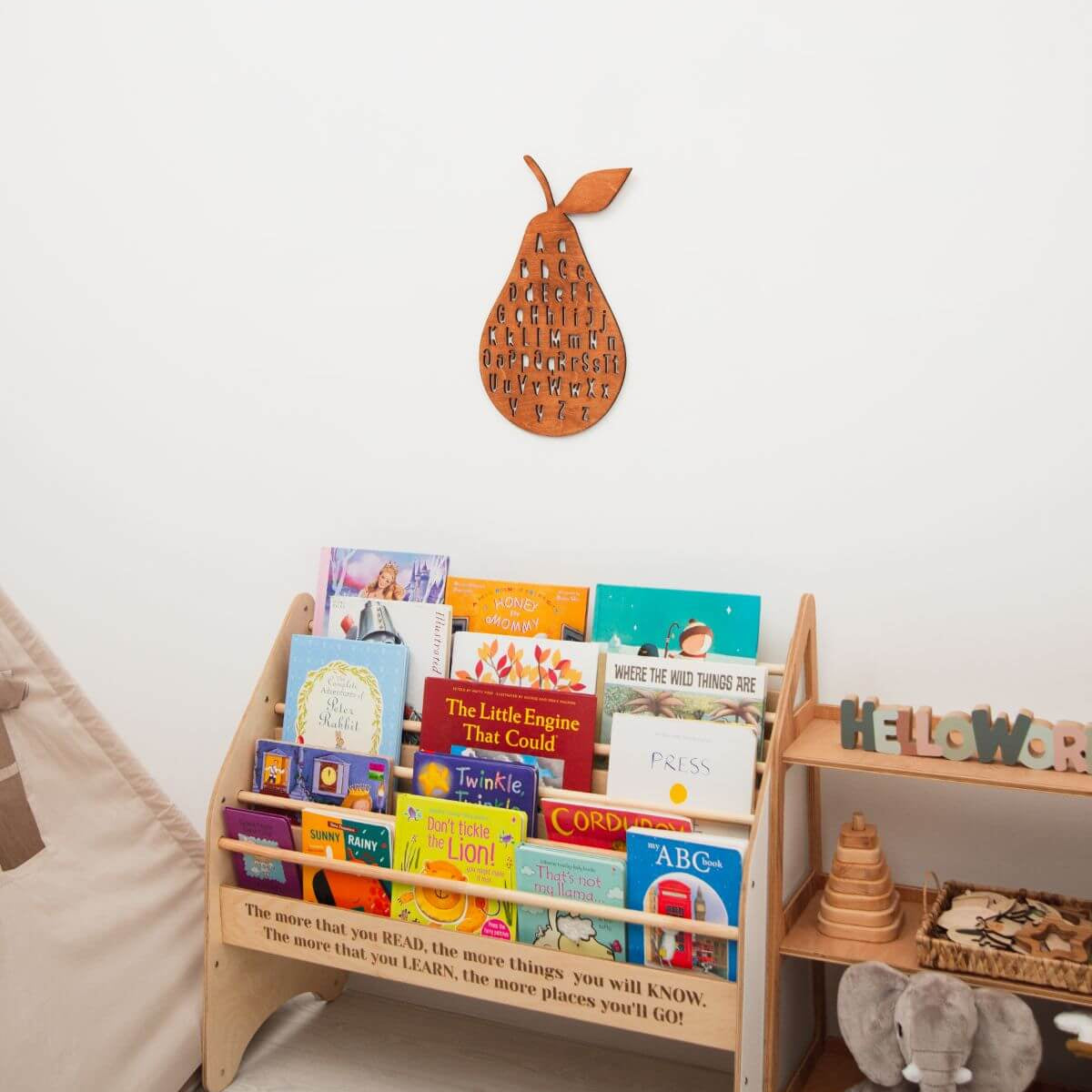 wooden alphabet nursery wall