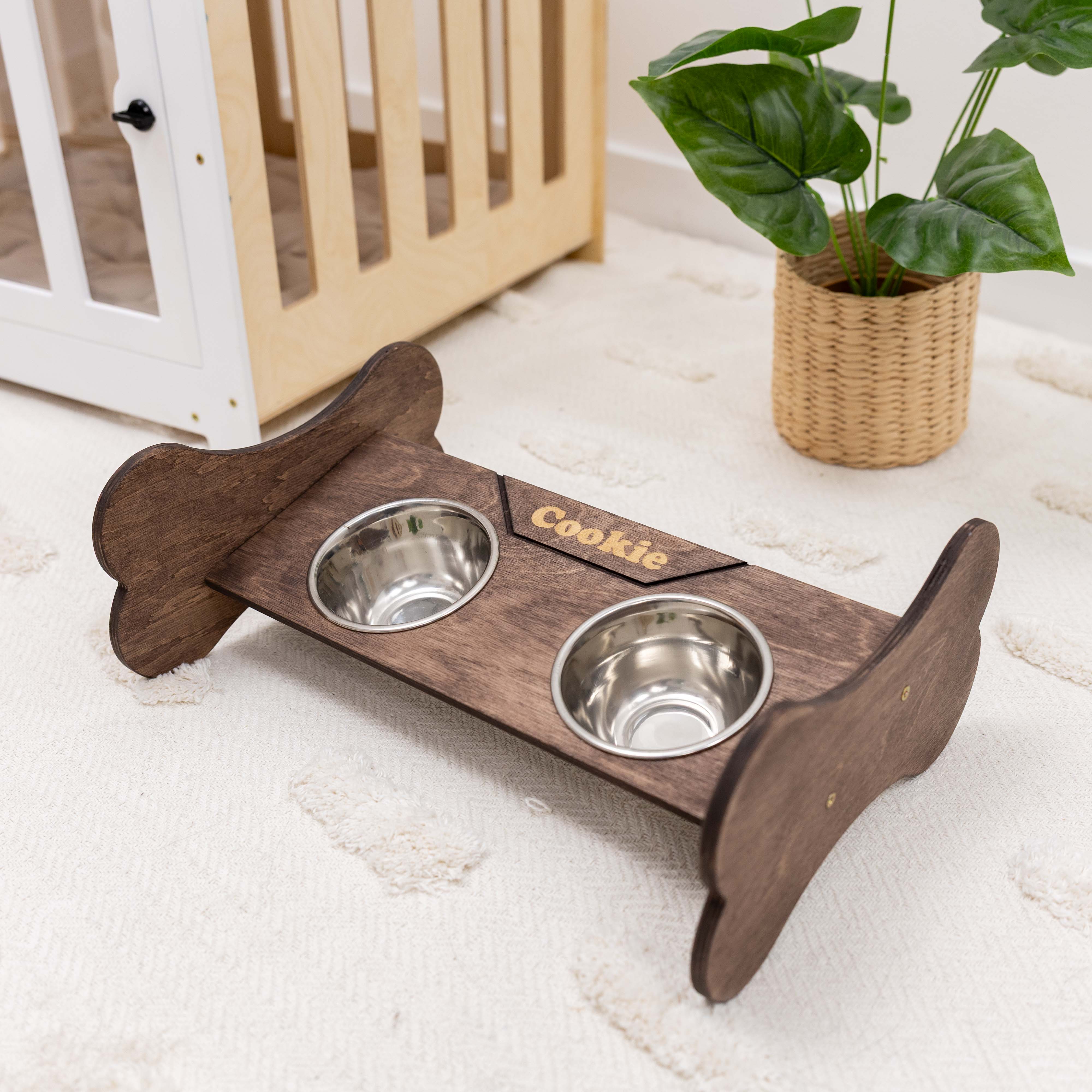 Pet Bowl Stand - Bone-Shaped by Enjoy The Wood 