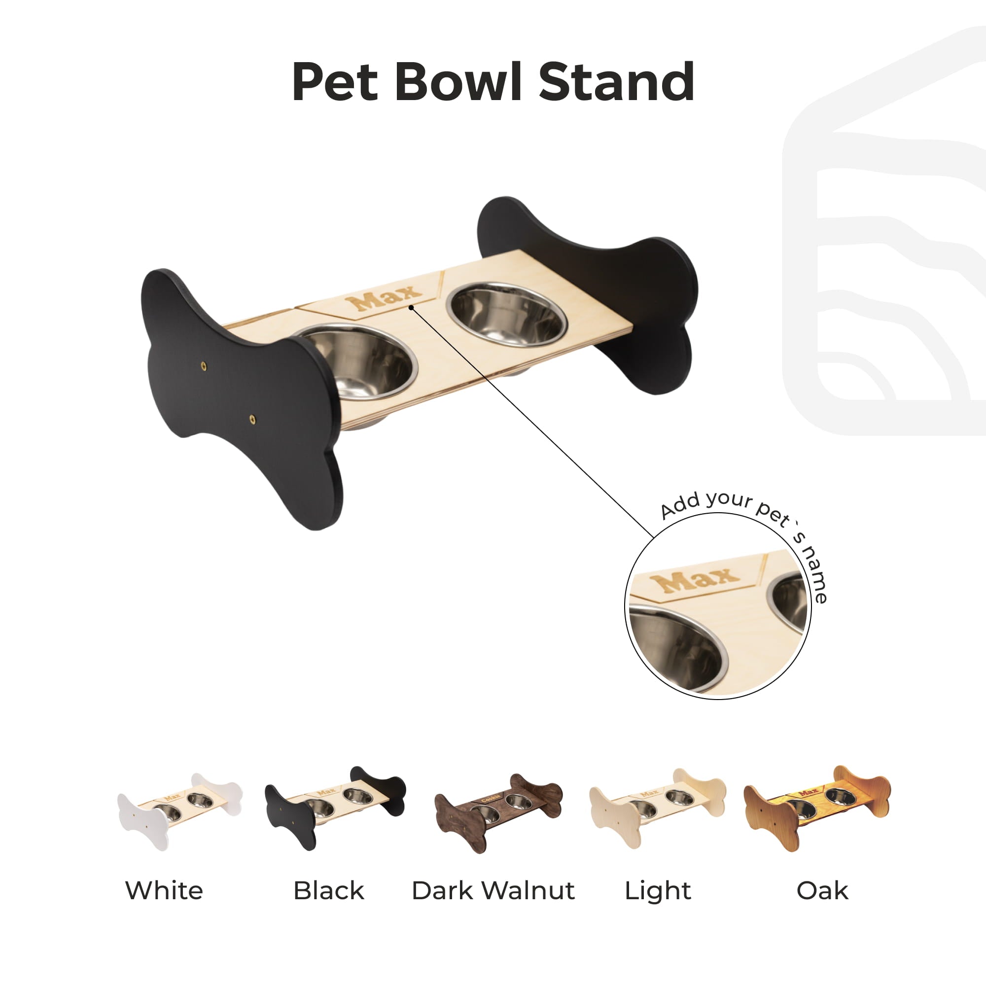Pet Bowl Stand - Bone-Shaped by Enjoy The Wood 