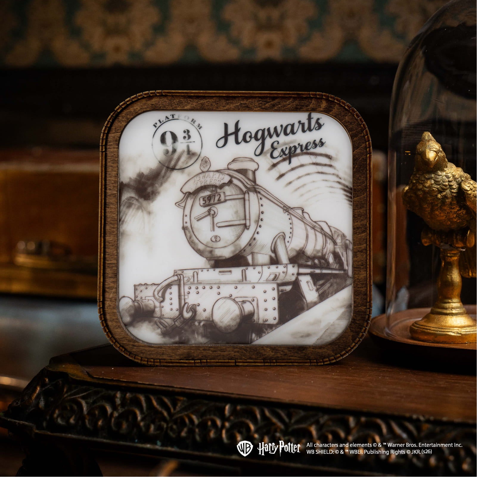 Harry-Potter-Nachtlampe aus Holz und Acryl – Gleis 9 ¾