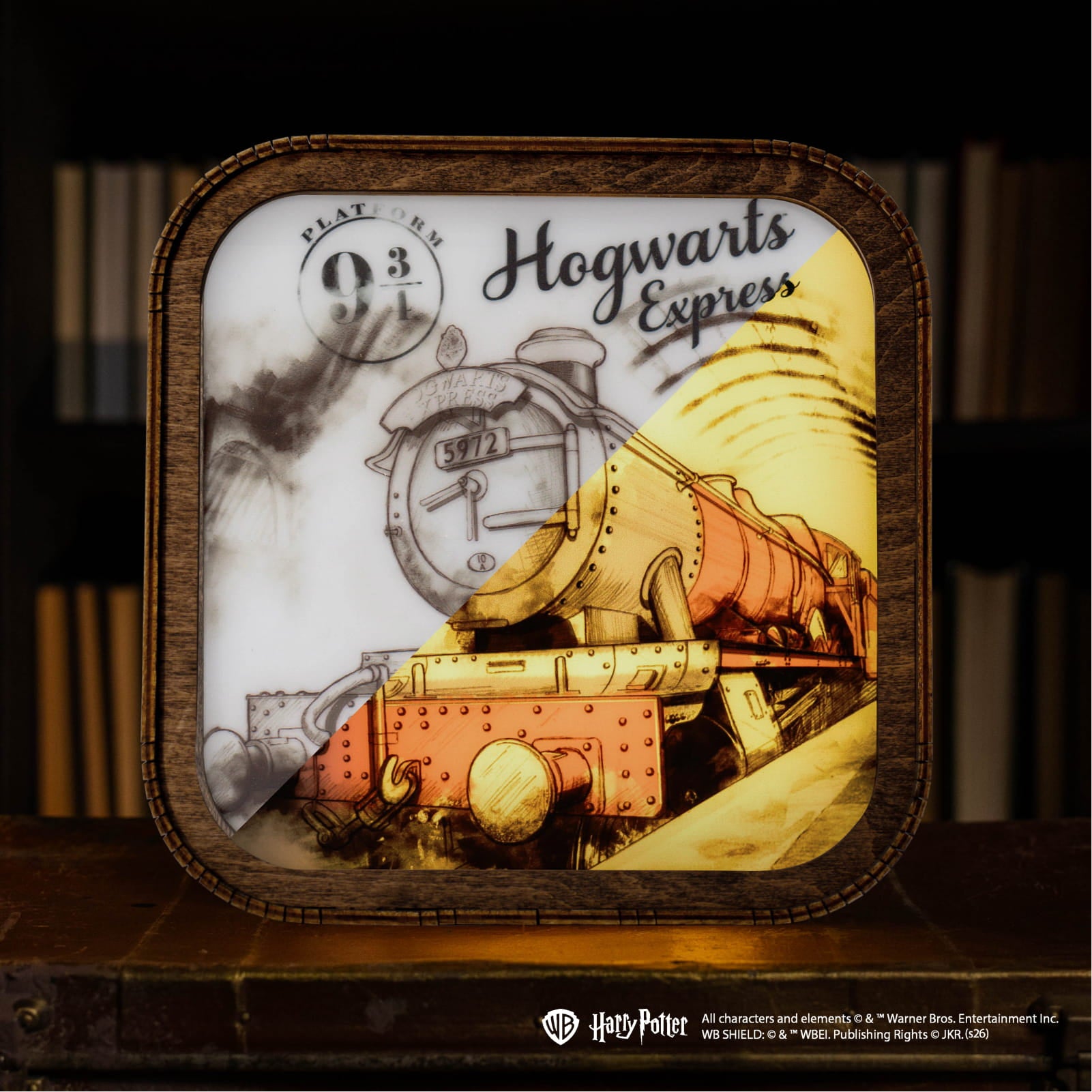 Harry-Potter-Nachtlampe aus Holz und Acryl – Gleis 9 ¾
