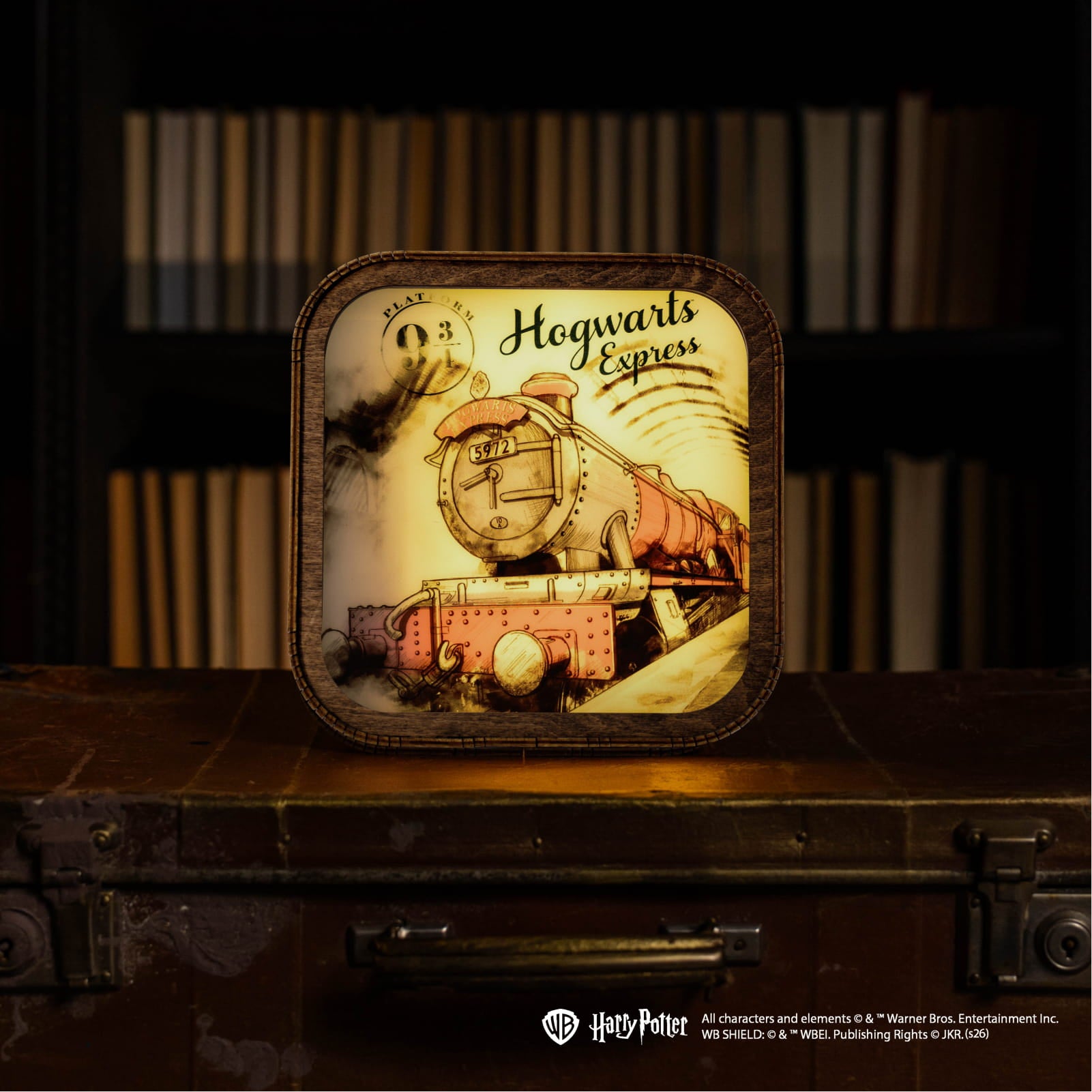 Harry-Potter-Nachtlampe aus Holz und Acryl – Gleis 9 ¾