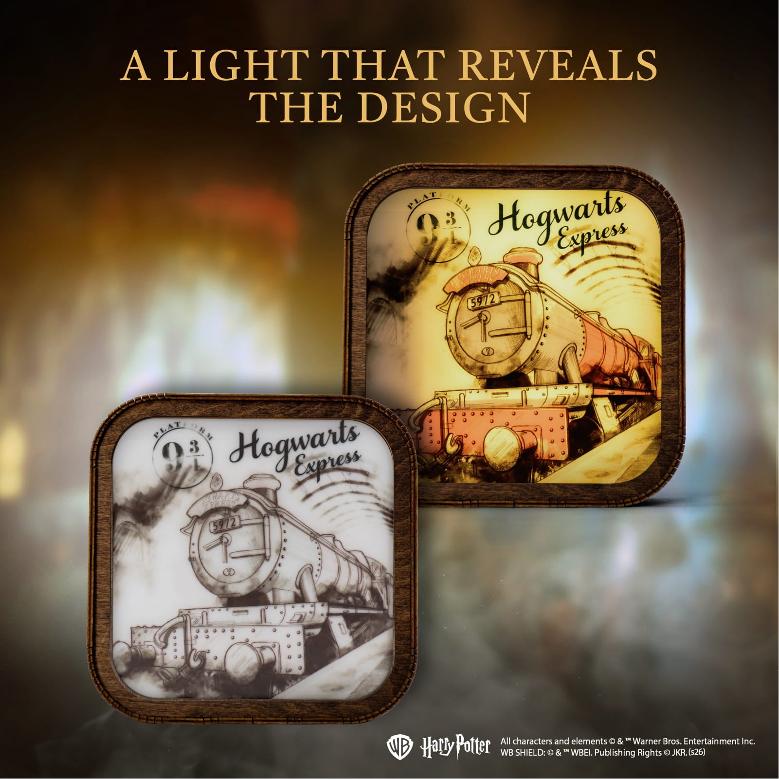 Harry-Potter-Nachtlampe aus Holz und Acryl – Gleis 9 ¾