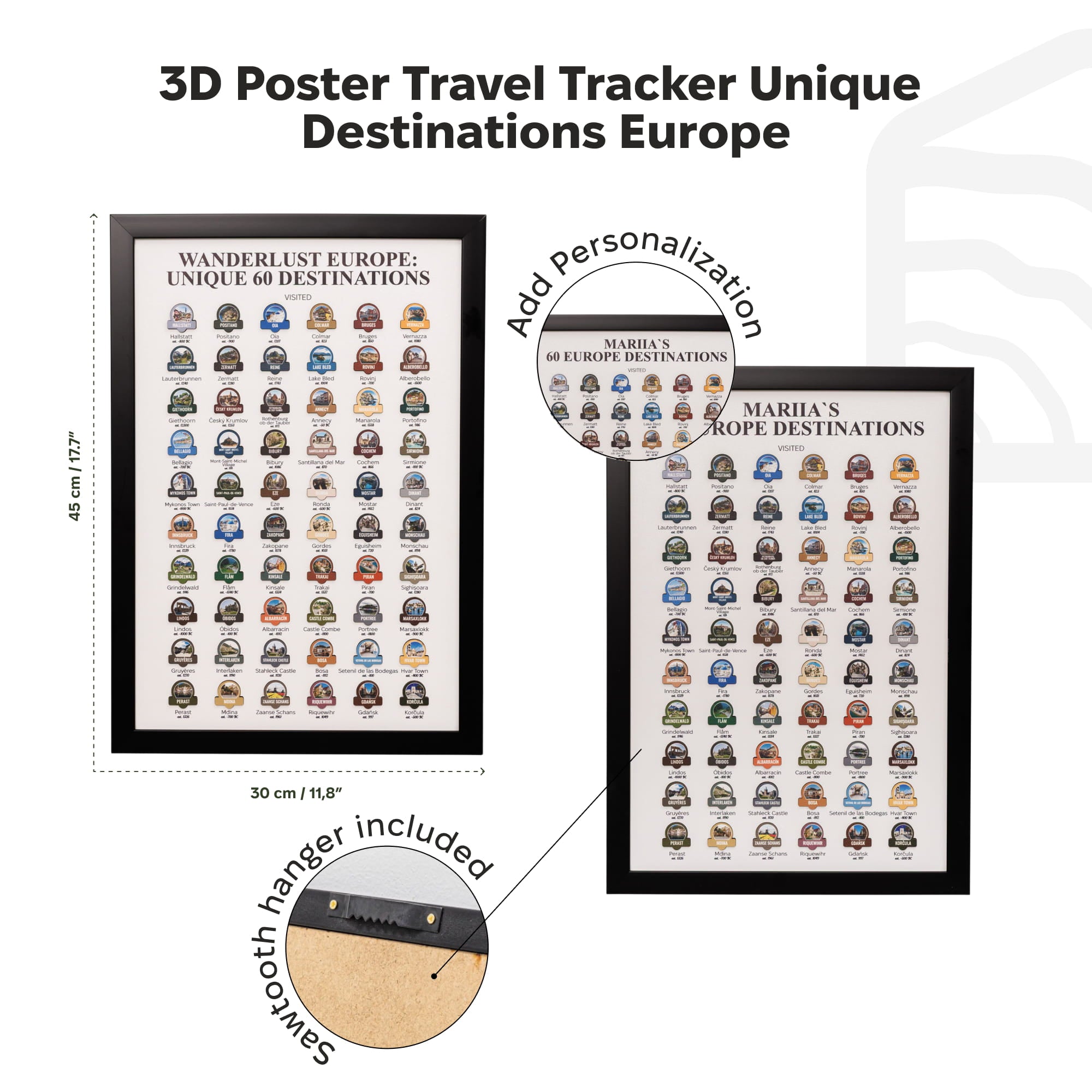 framed poster travel tracker design