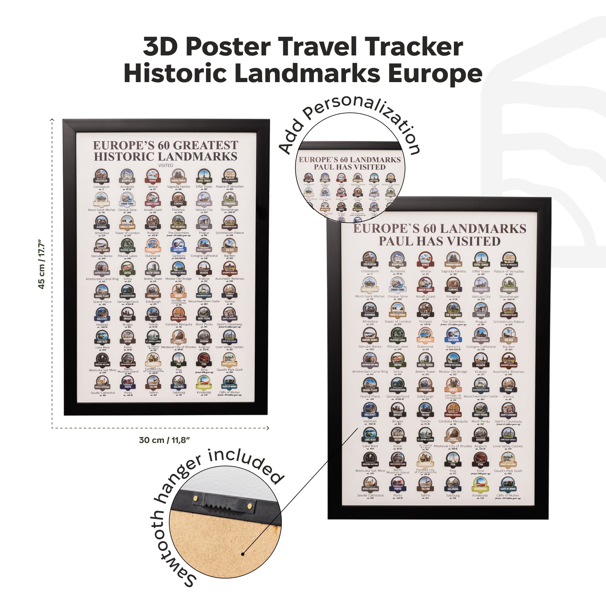 The Poster Travel Tracker Historic Landmarks Europe