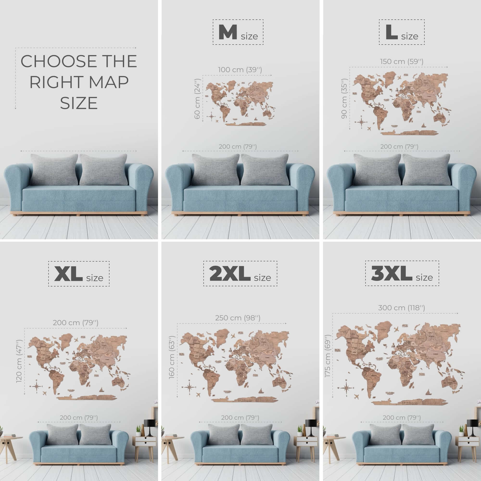 Wooden World Map Terra 3D Map Home Decor Gift Wooden Map L-150x90 cm(59*35  in)