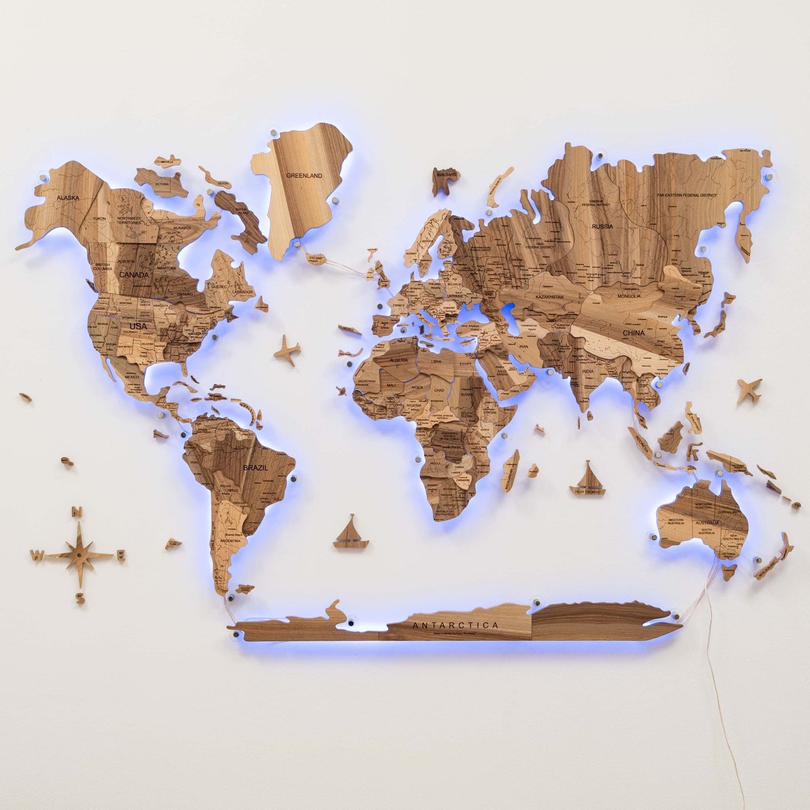 3D Solid Walnut Wooden World Map • Enjoy The Wood
