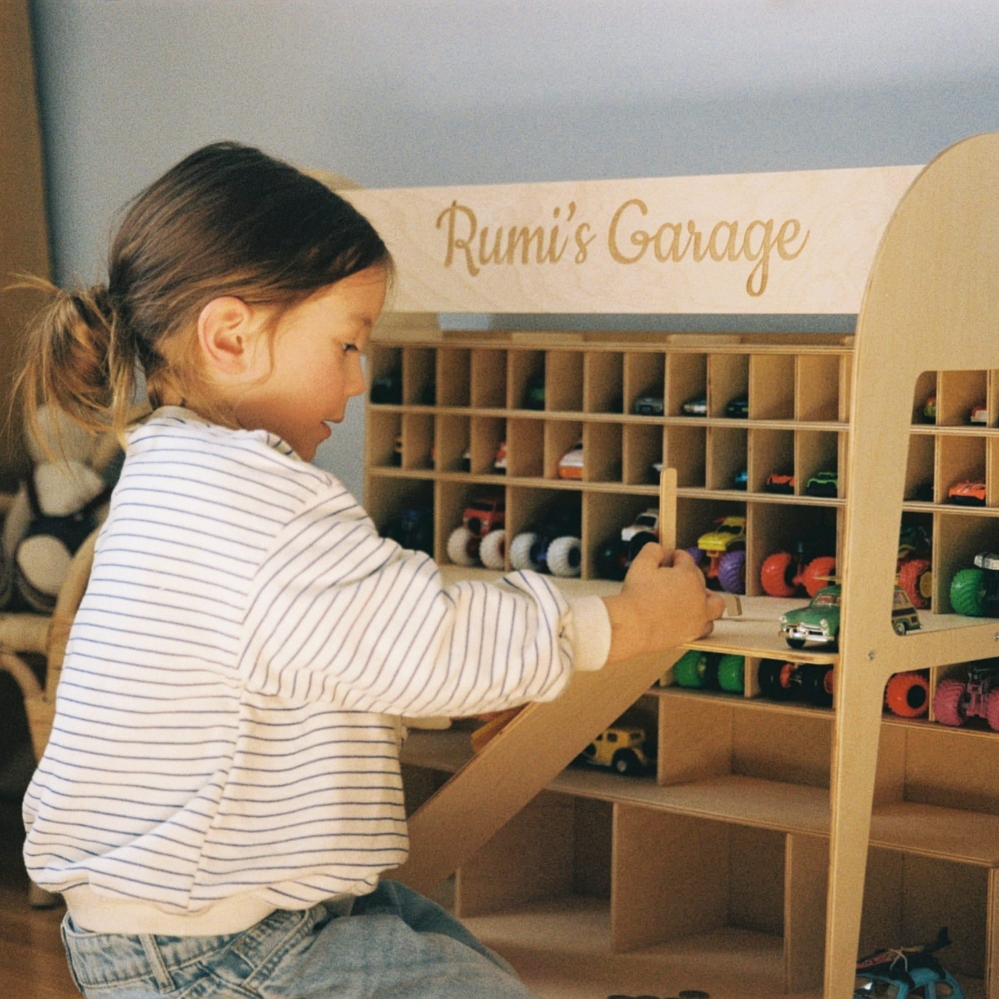 Premium Wooden Parking Station for Kids