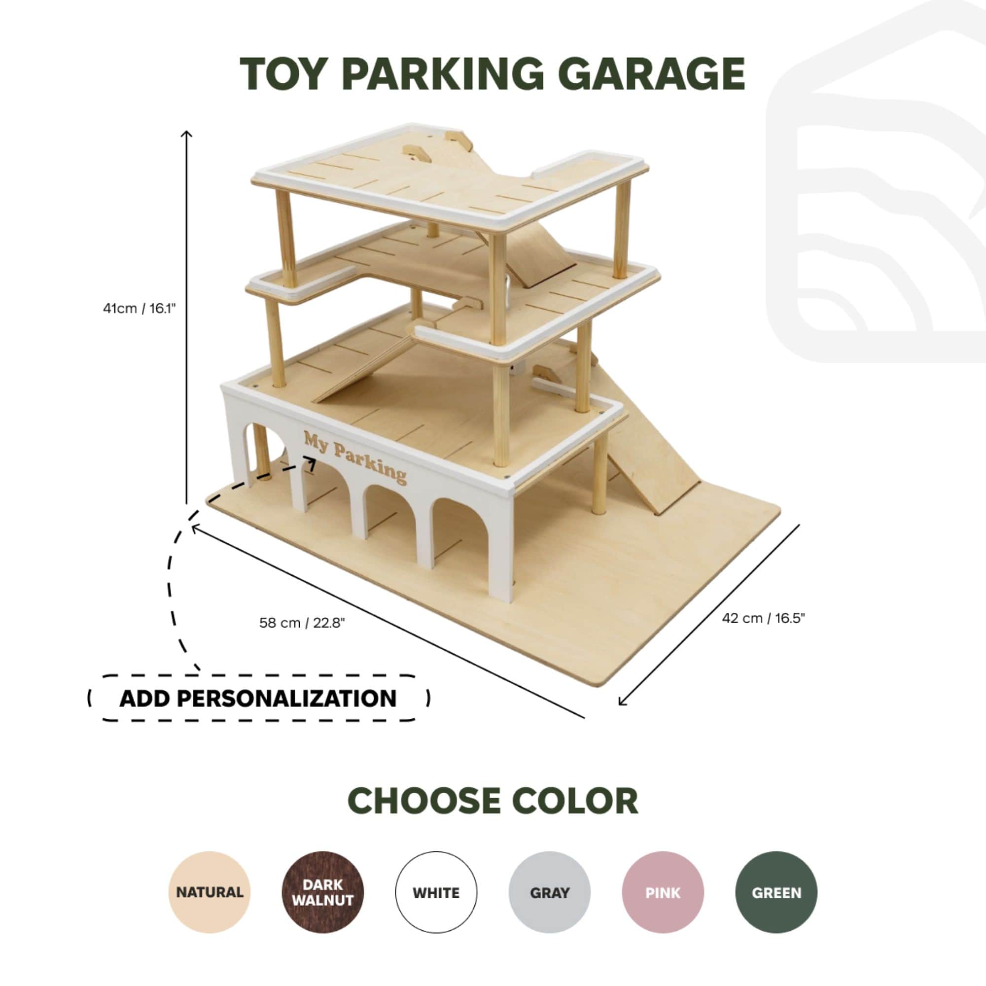 toy parking garage with elevator