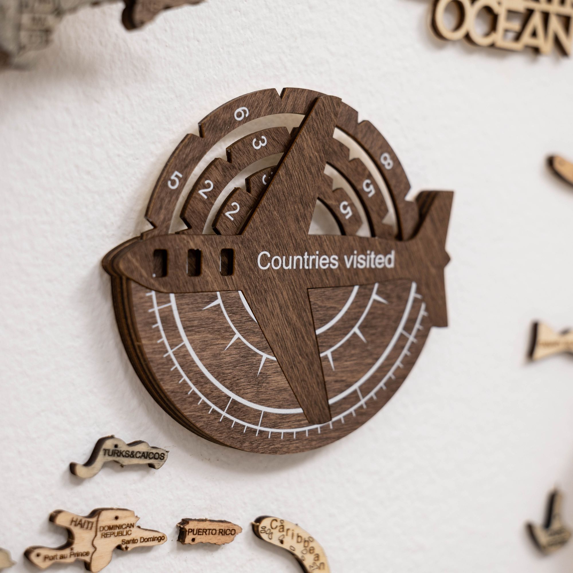 3d walnut wall map
