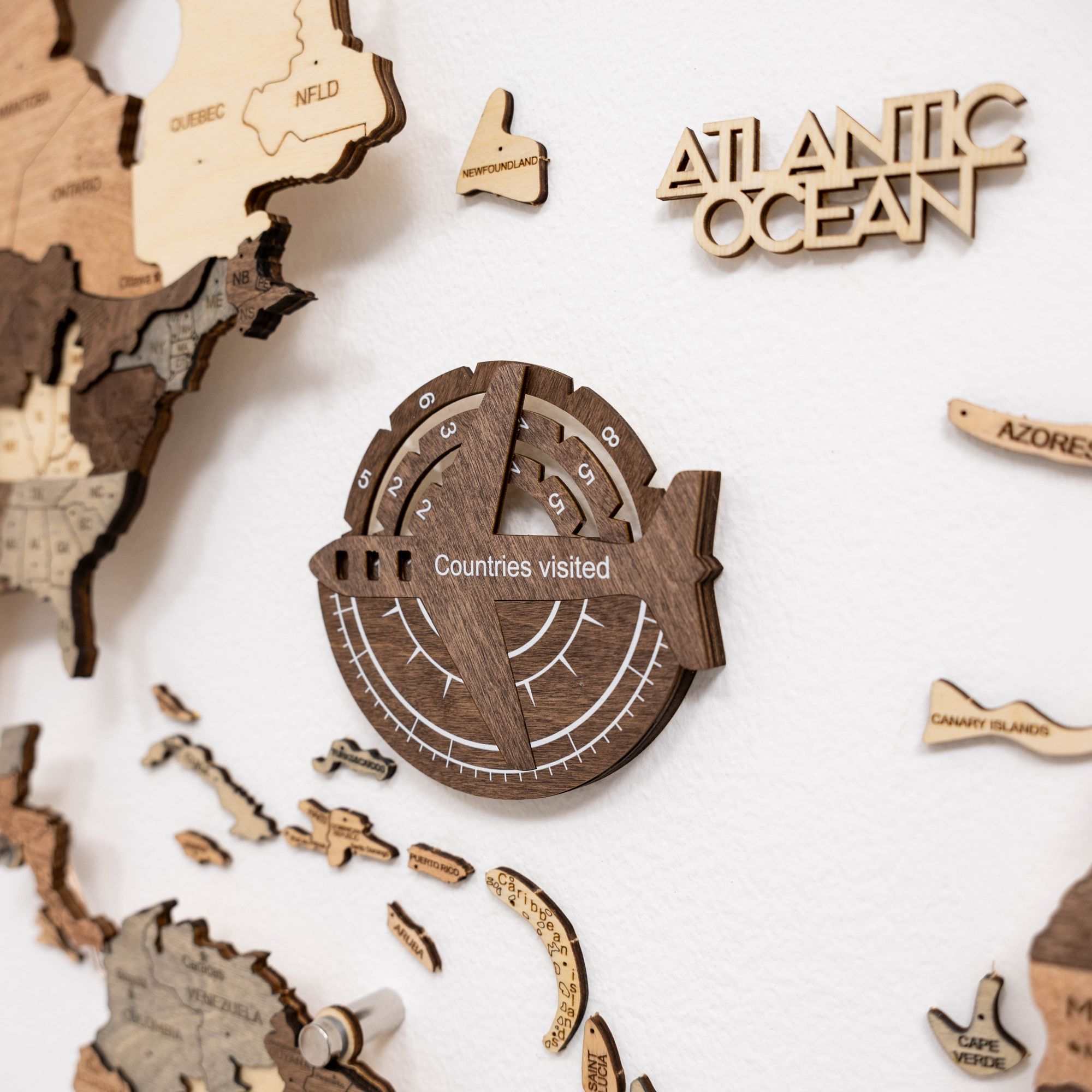 wooden map dark stain