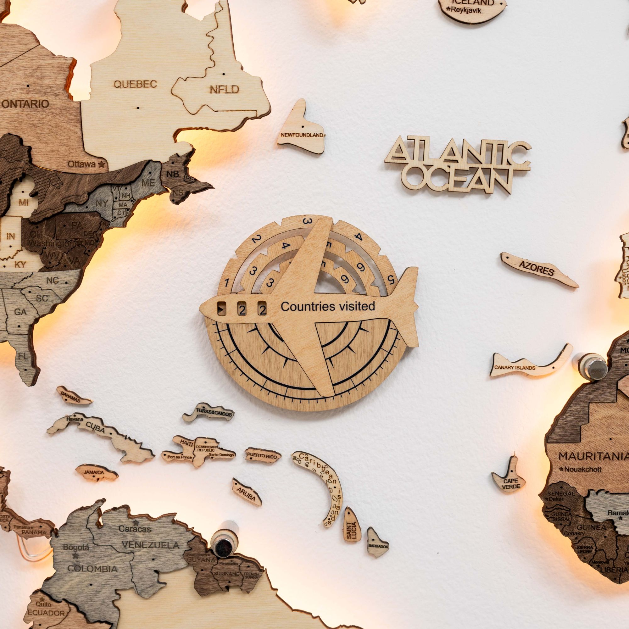 gold finish world map