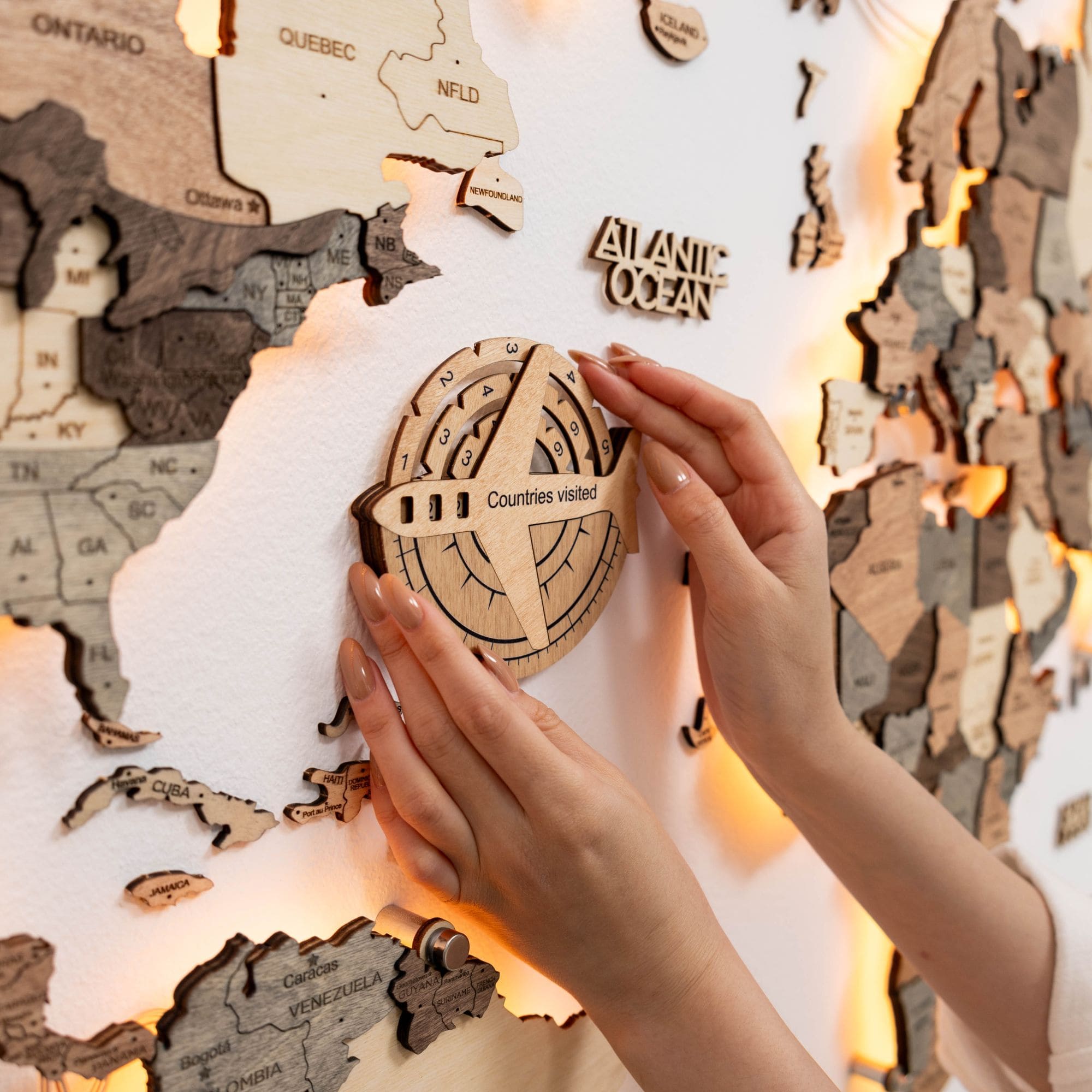 luxury wooden world map