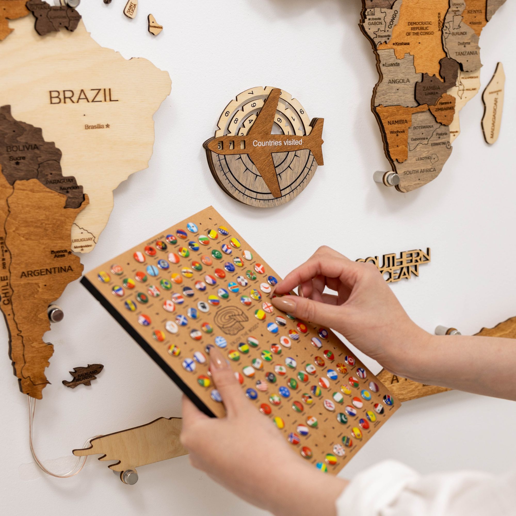 multicolor wooden world map