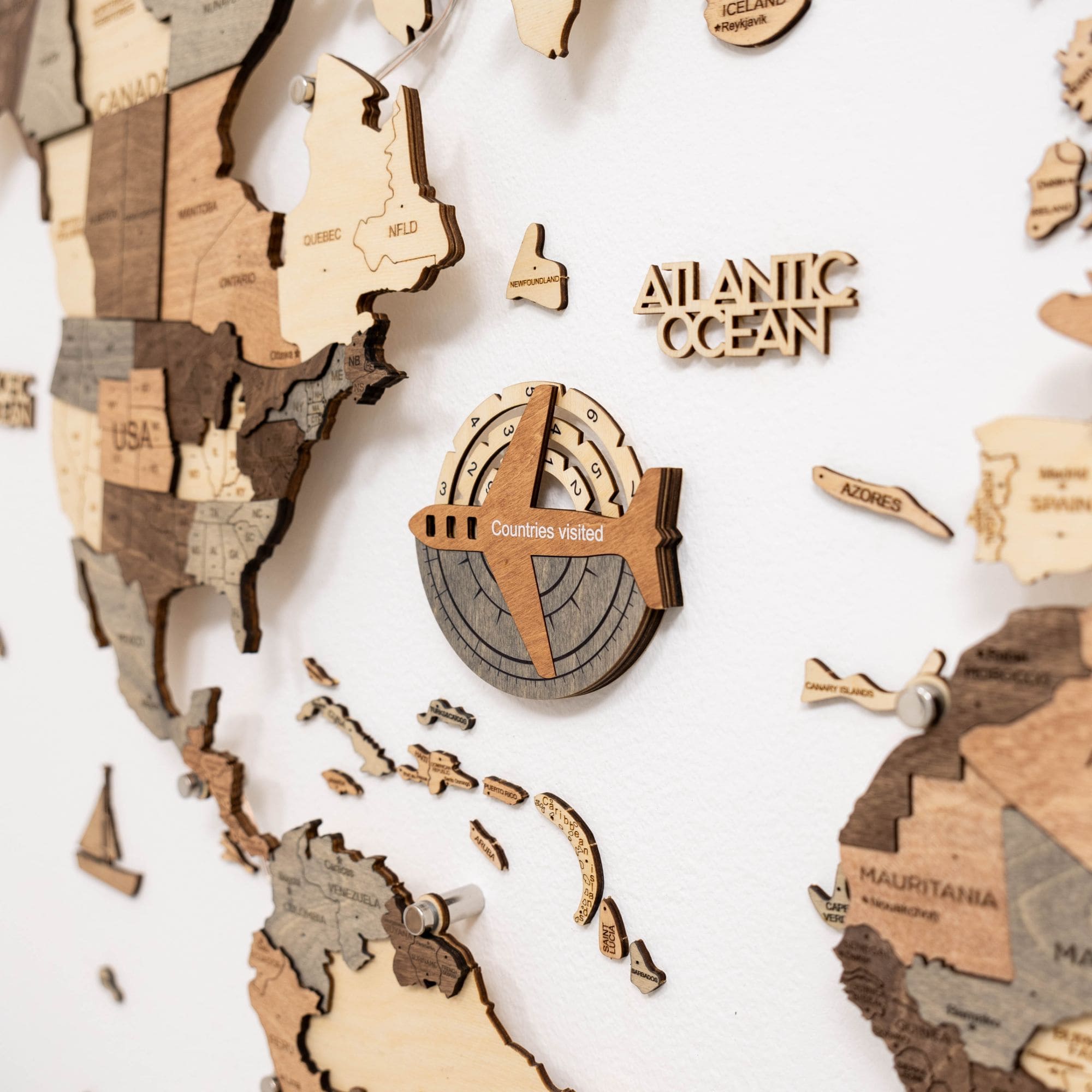 smokey wooden world map