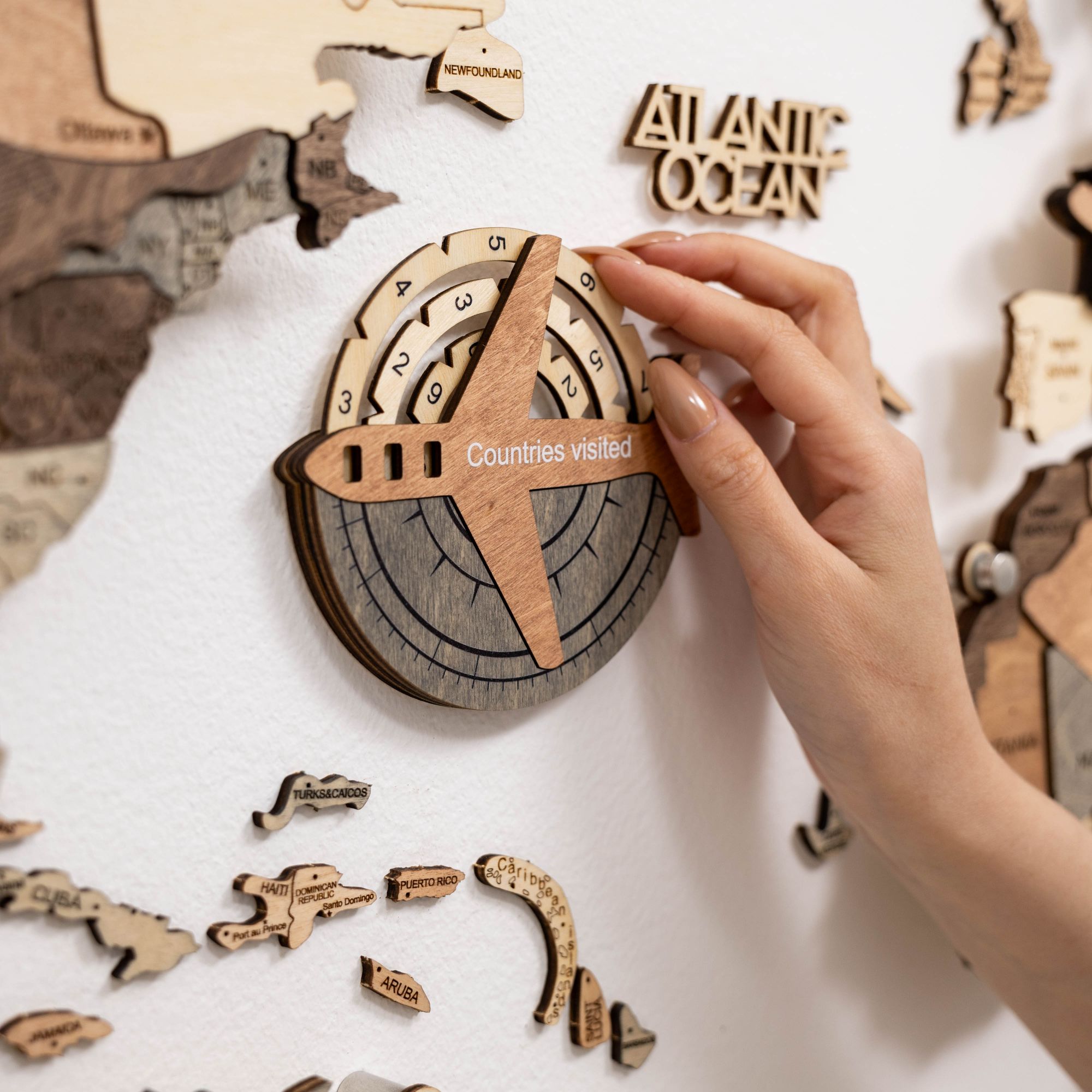 smokey wooden world map