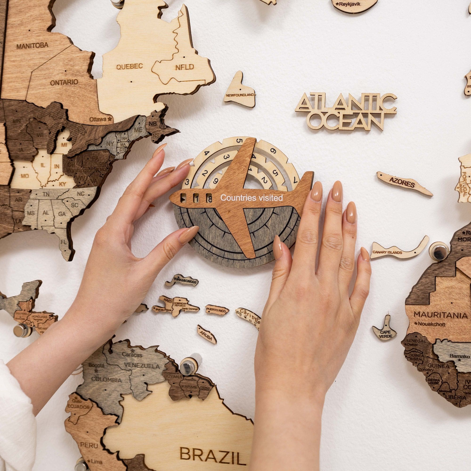 smokey wooden world map