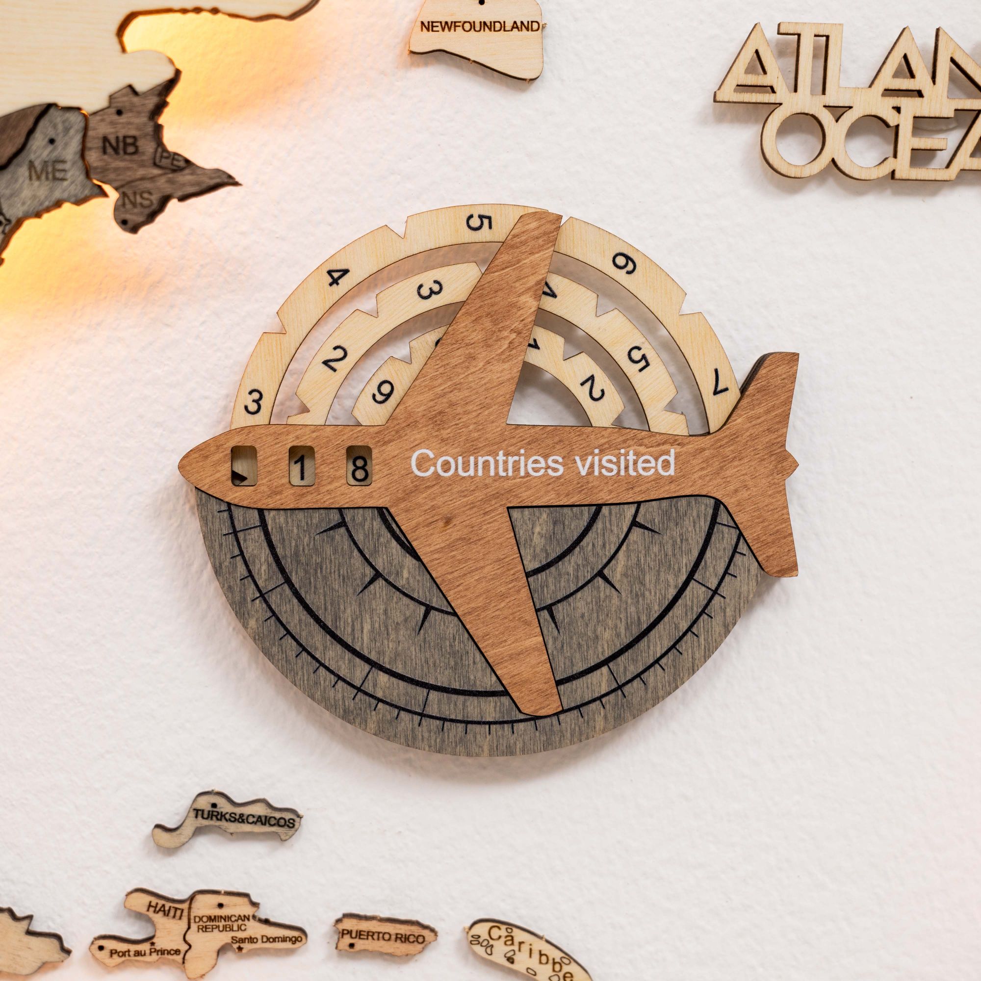 smokey wooden world map