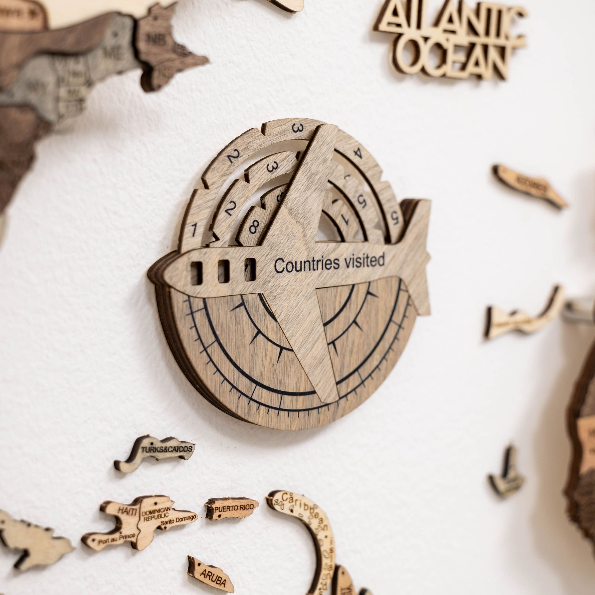 terra wooden world map