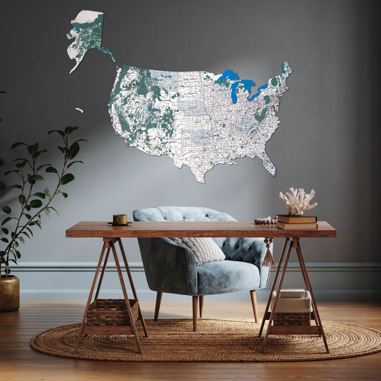 Wooden Map of America