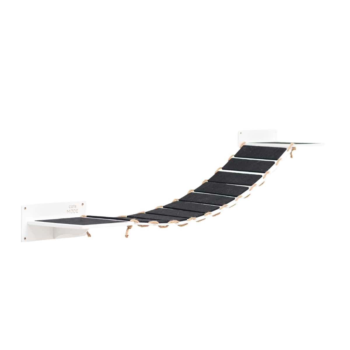 cat walkways on walls in white color covered with black felt