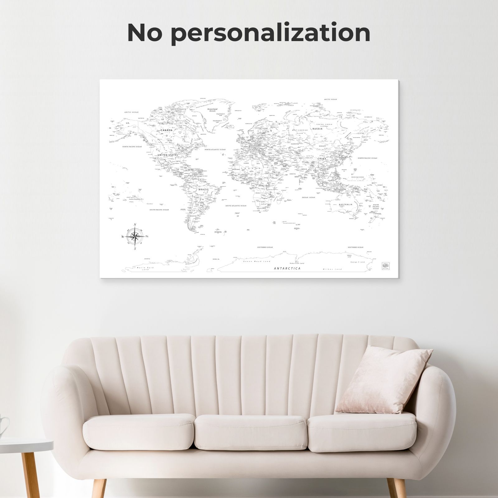 World Map on Canvas - White • Enjoy The Wood