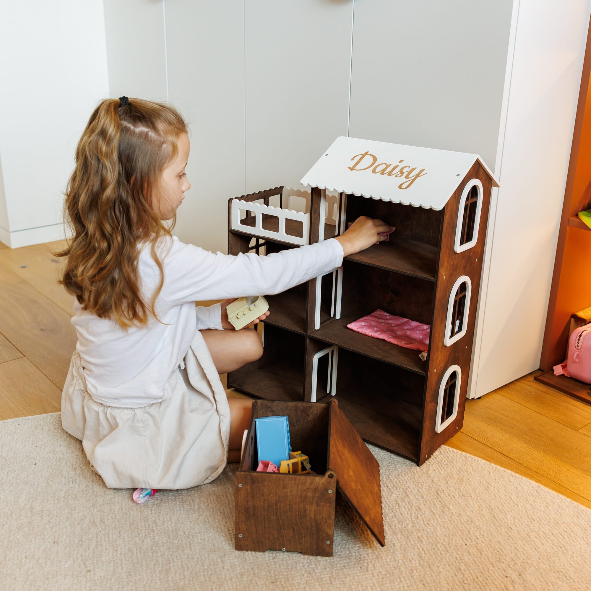 brown wooden dollhouse