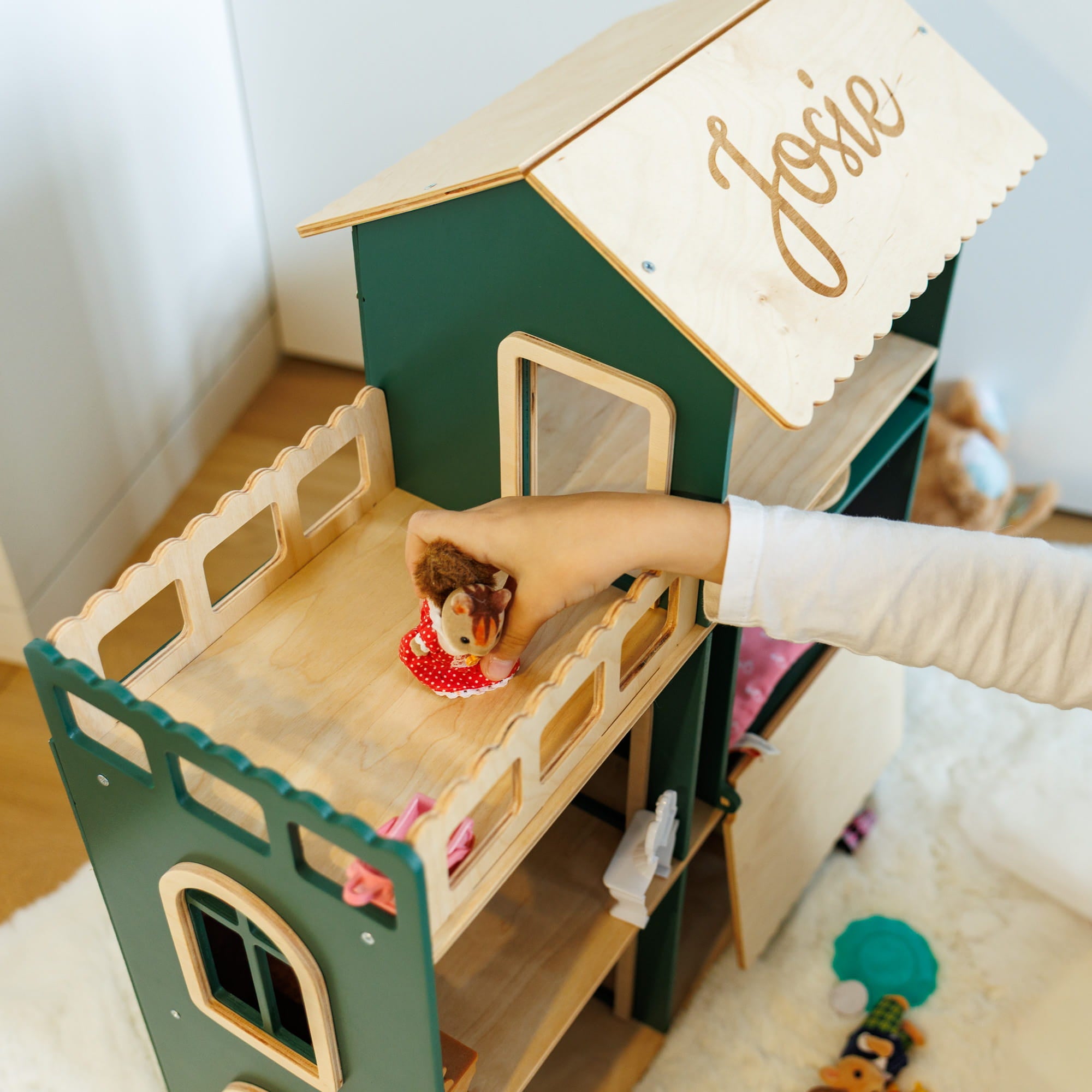 painted wooden dollhouse
