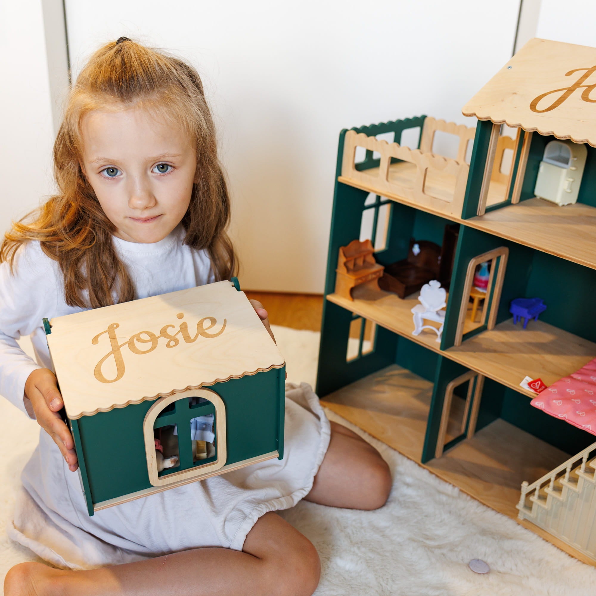 a personalized wooden house toy 