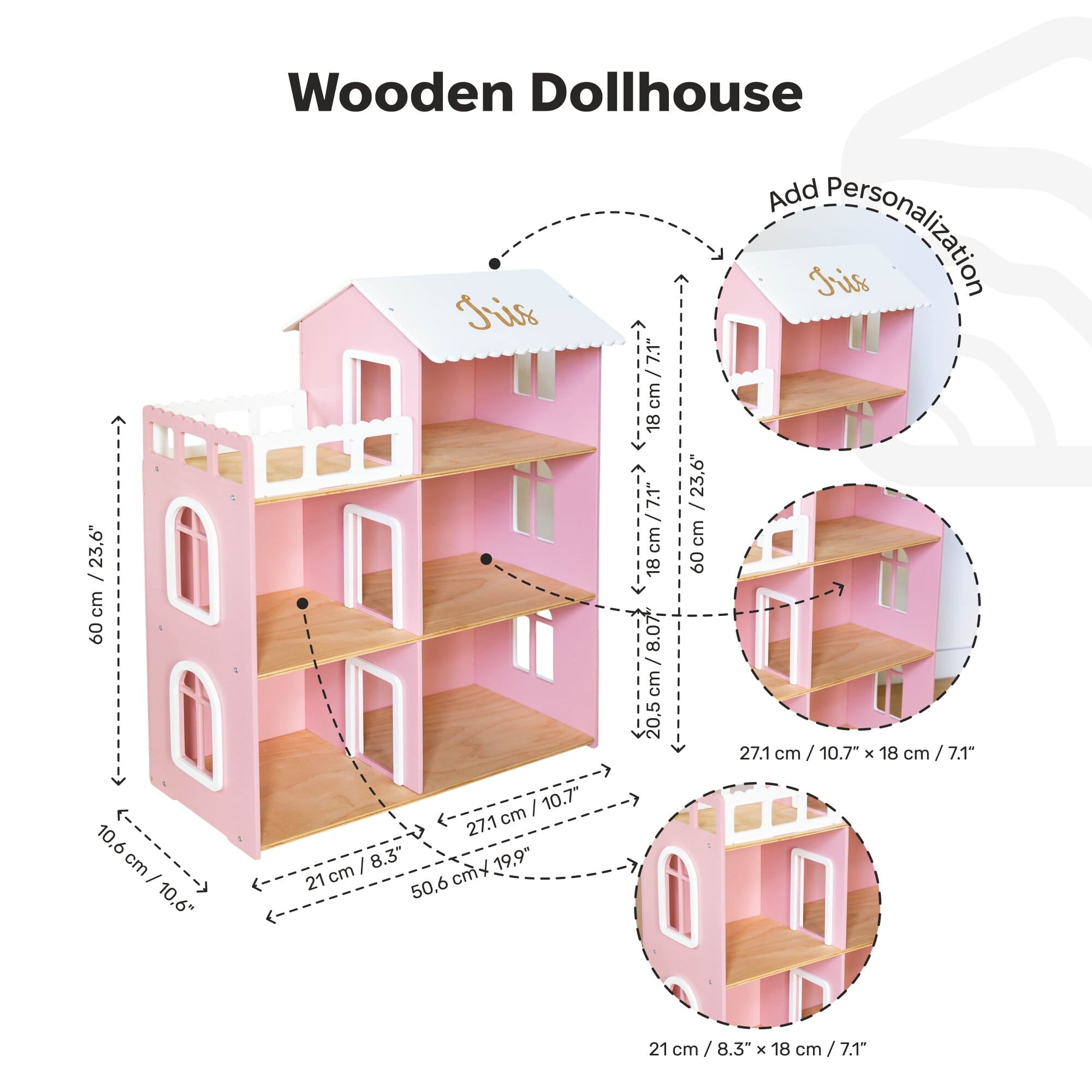 Maison de poupée en bois-Blanche
