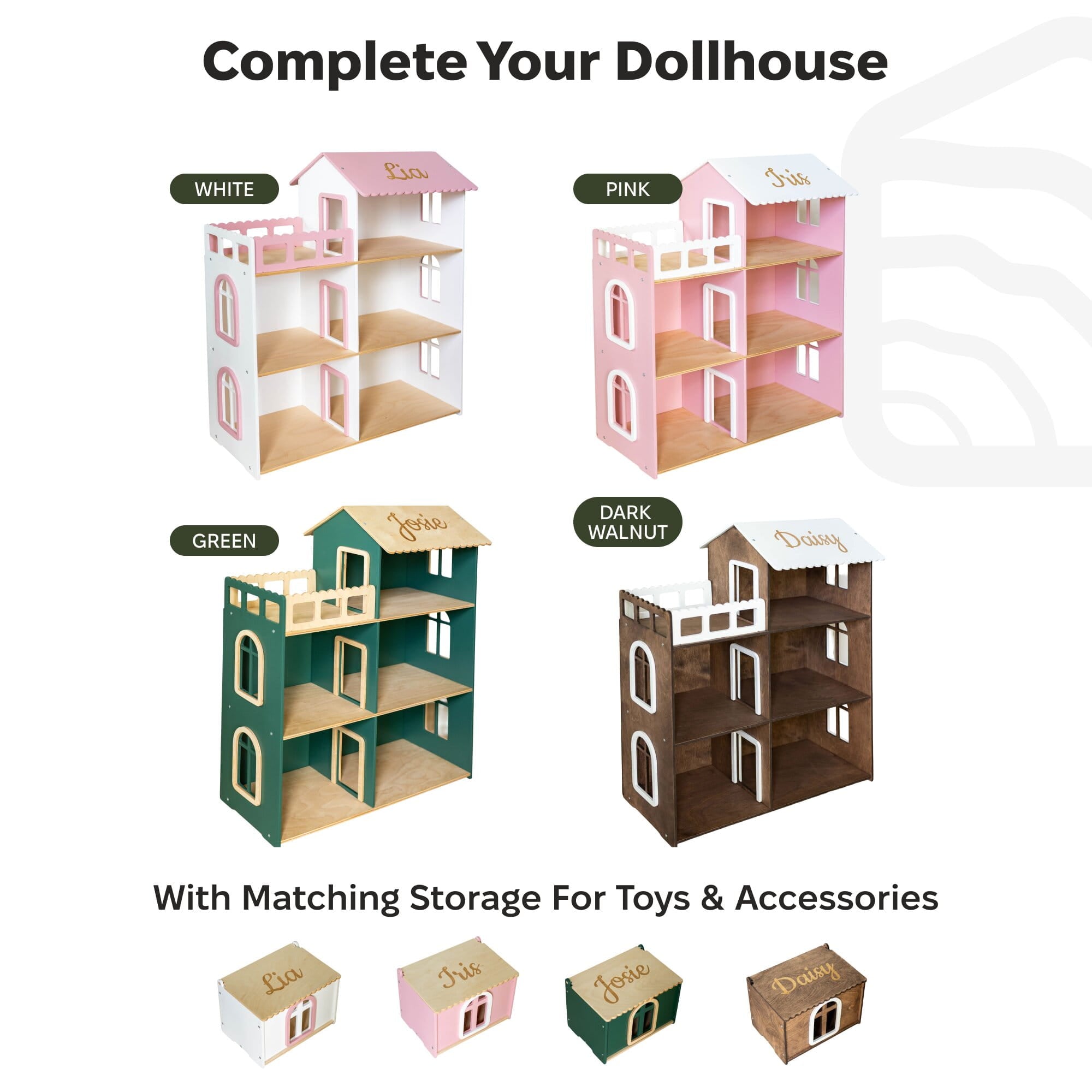 large personalized wooden dollhouse