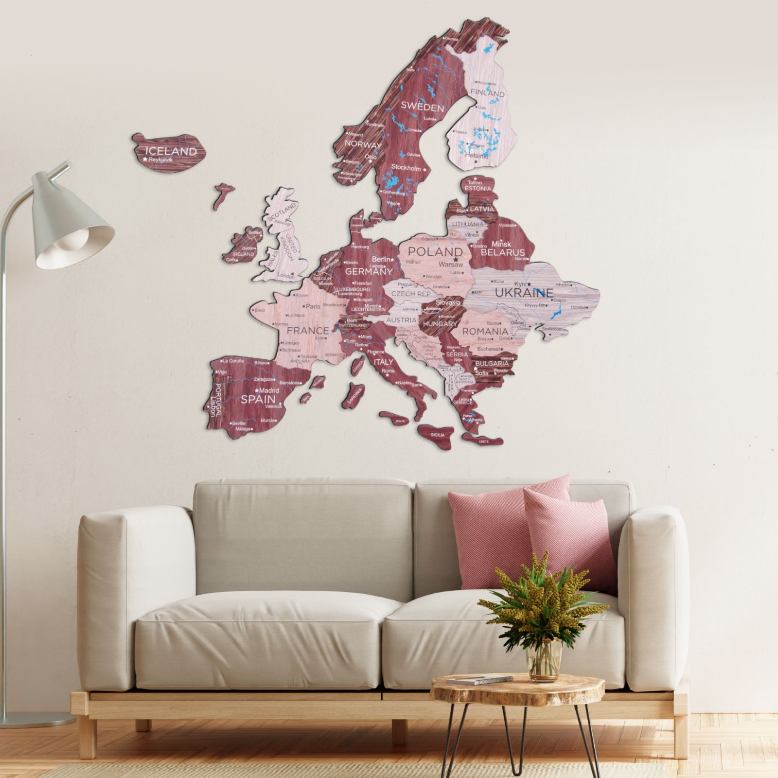Wooden Europe Map wall decor