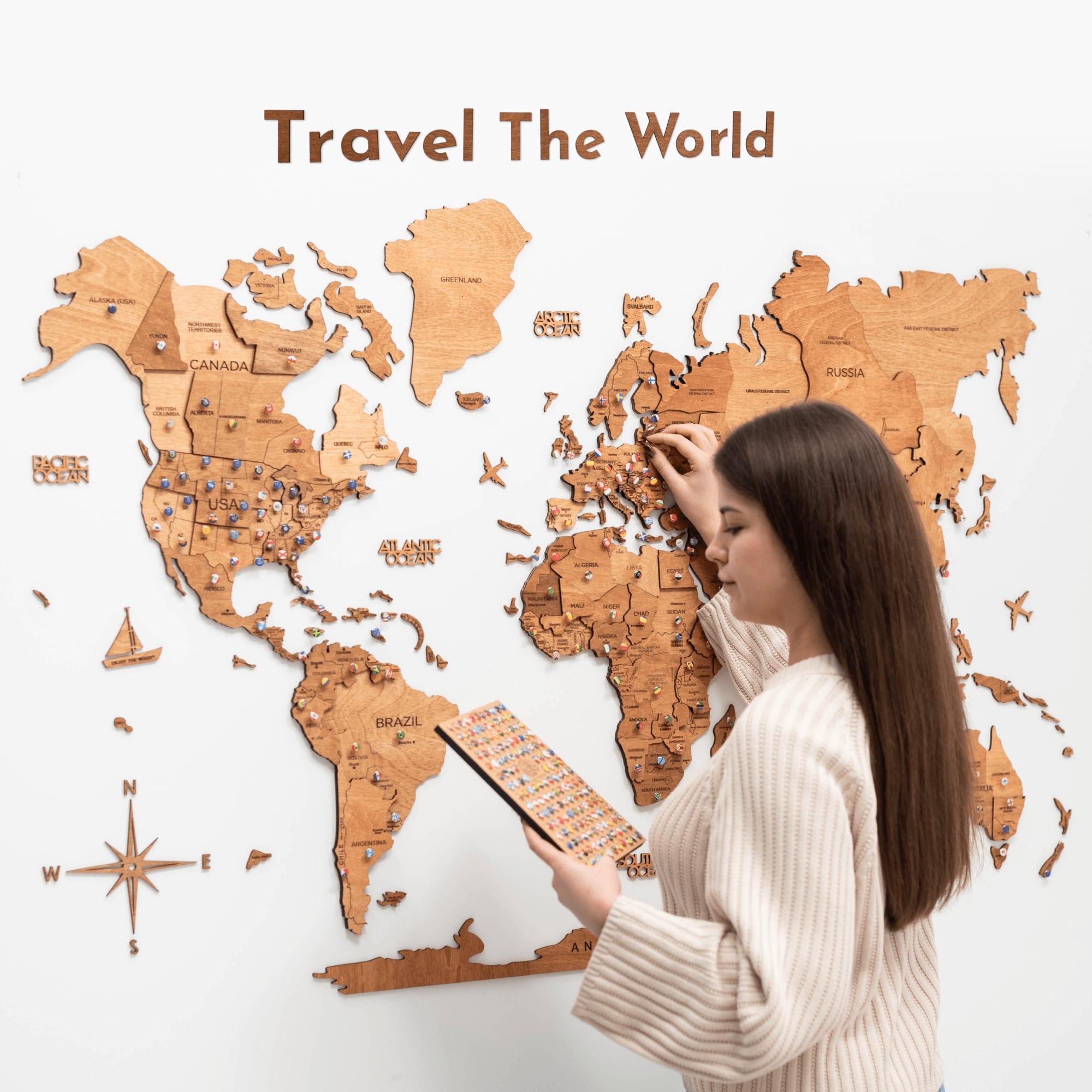 wooden quote for map