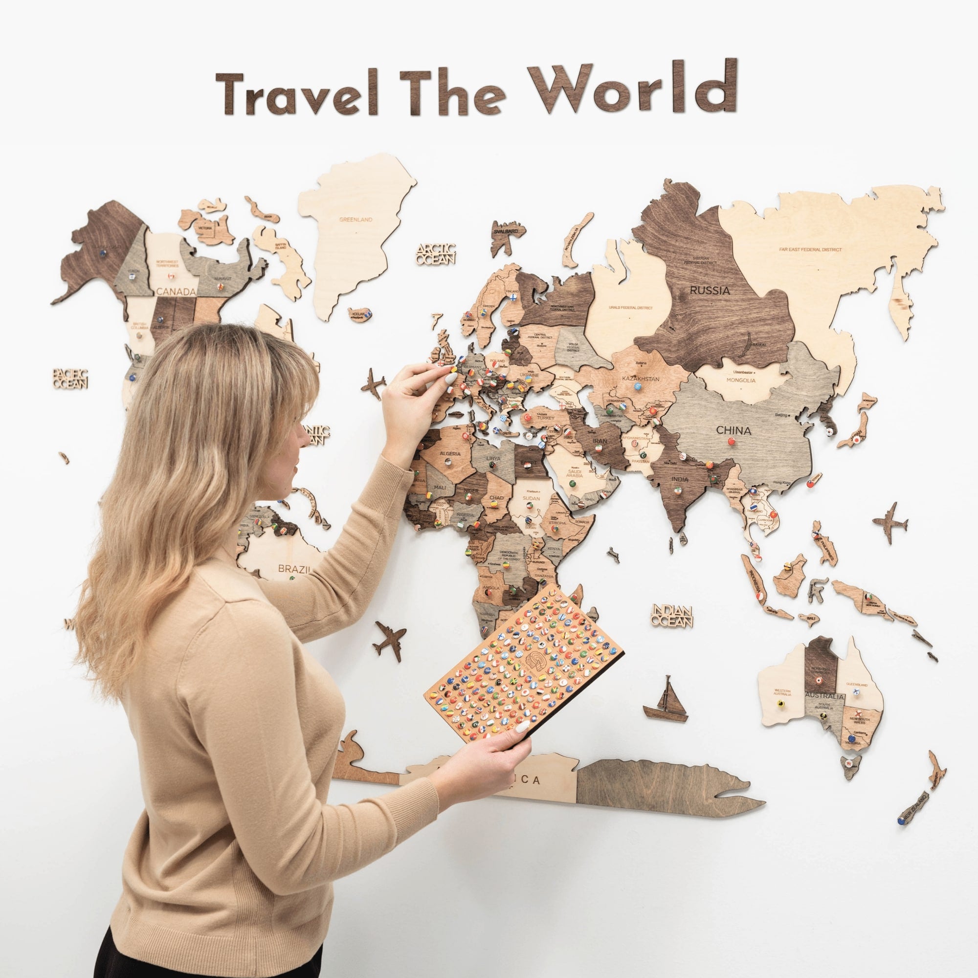 wooden quote for map
