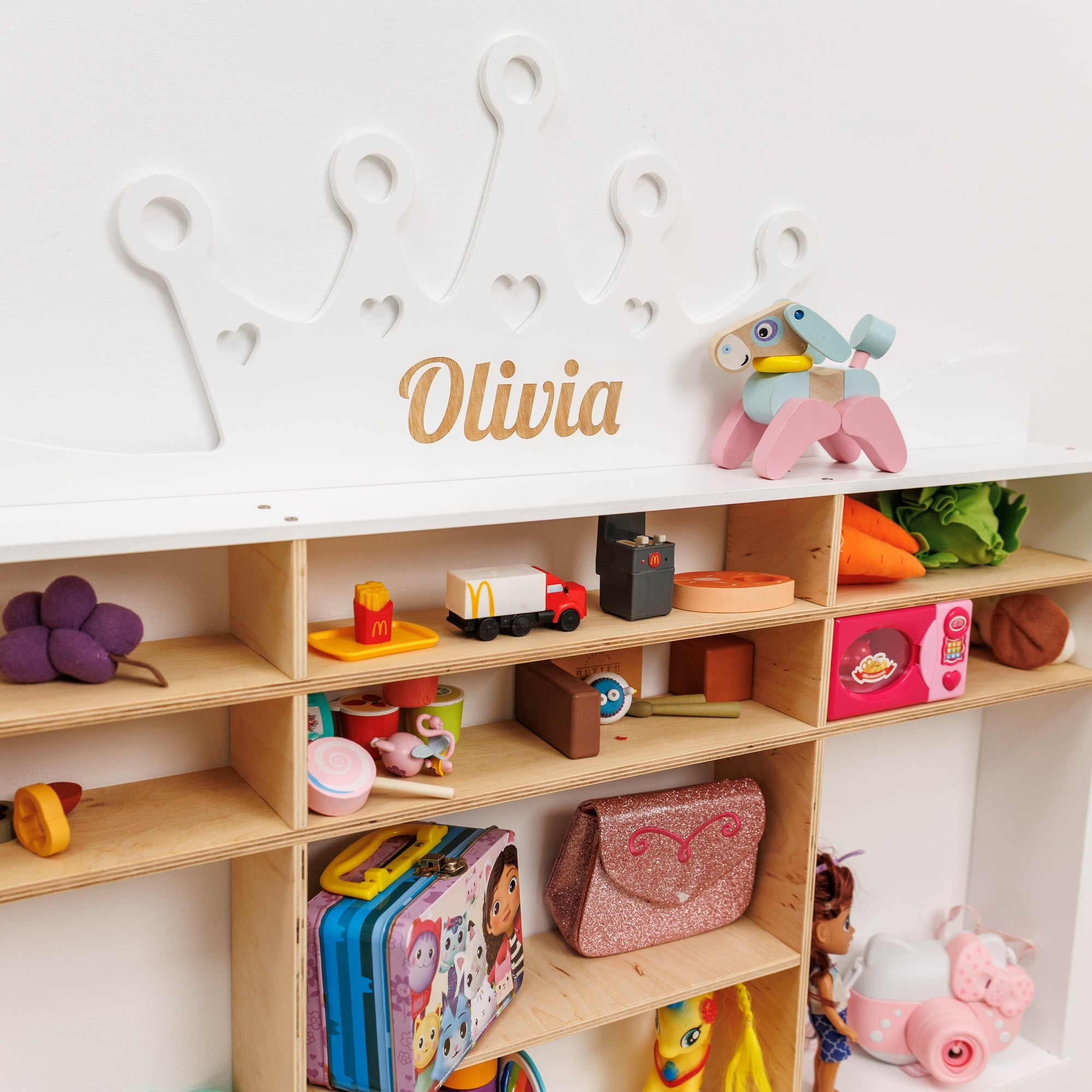 Wooden Toy Organizer - Crown