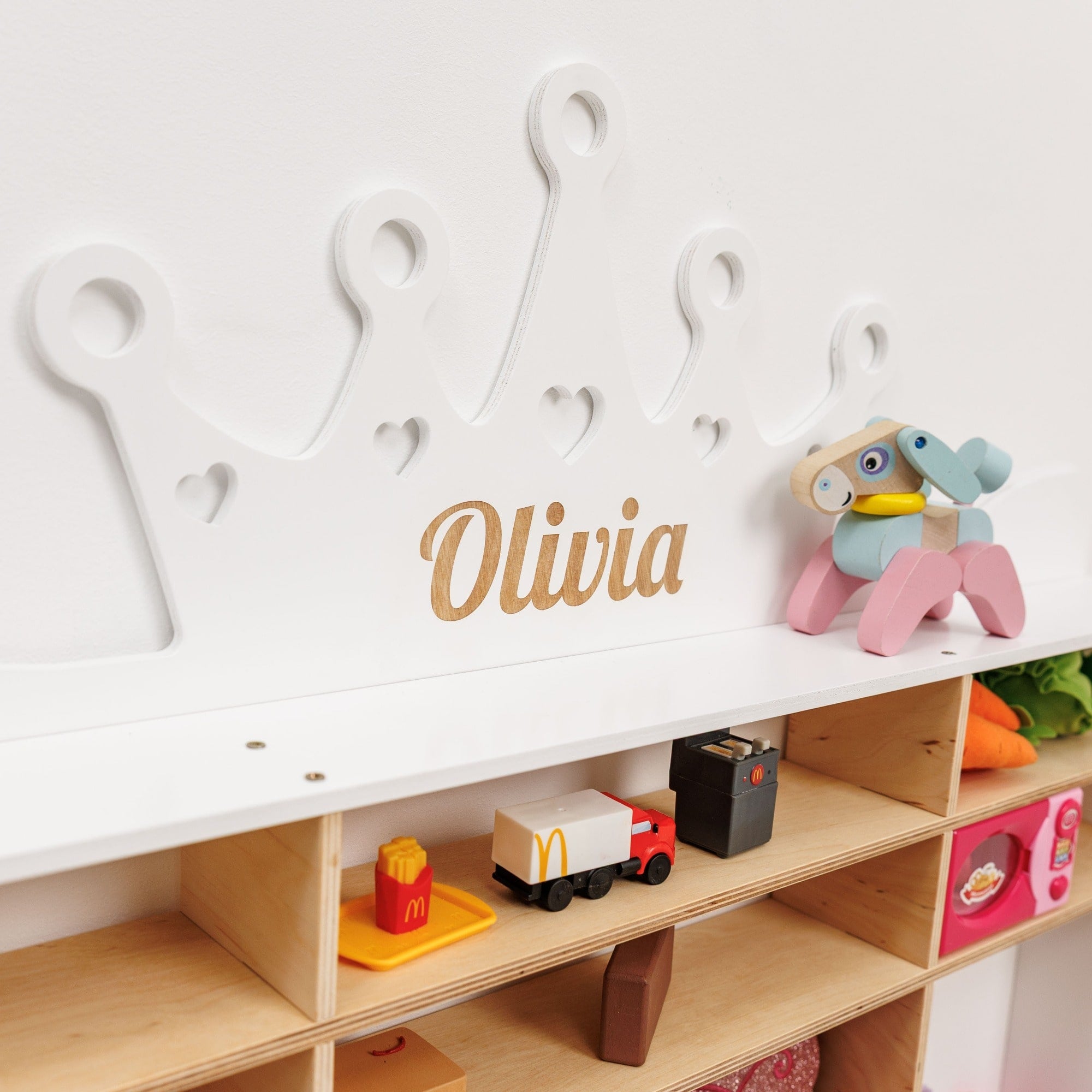 Wooden Toy Organizer - Crown