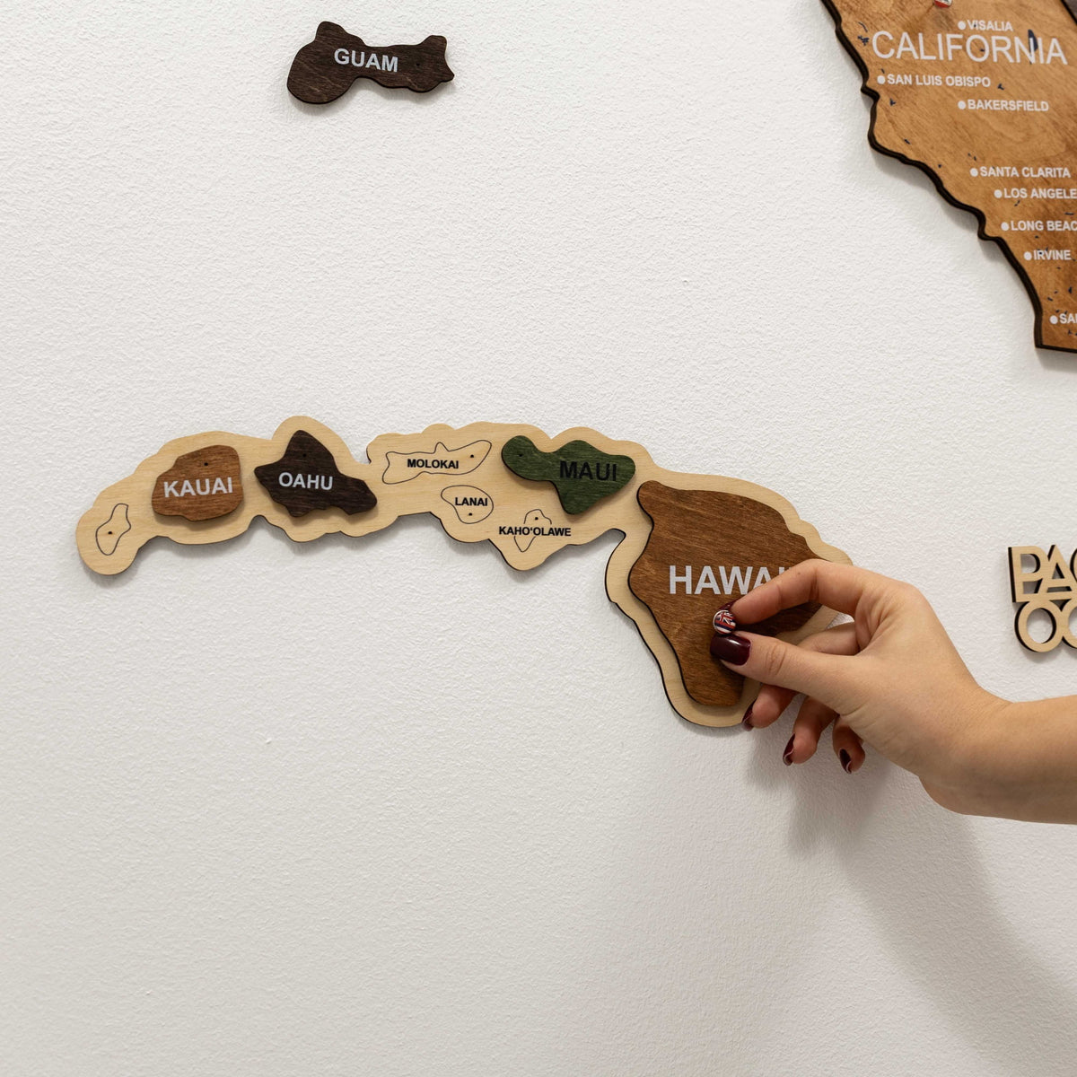 Carte 3D en bois des États-Unis-Multicolore
