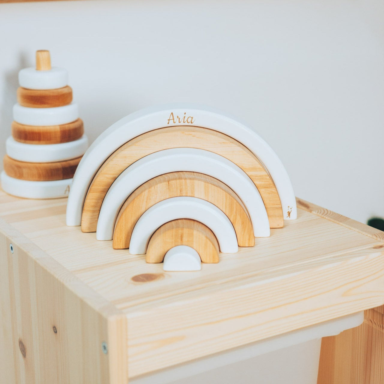natural wood stacker 