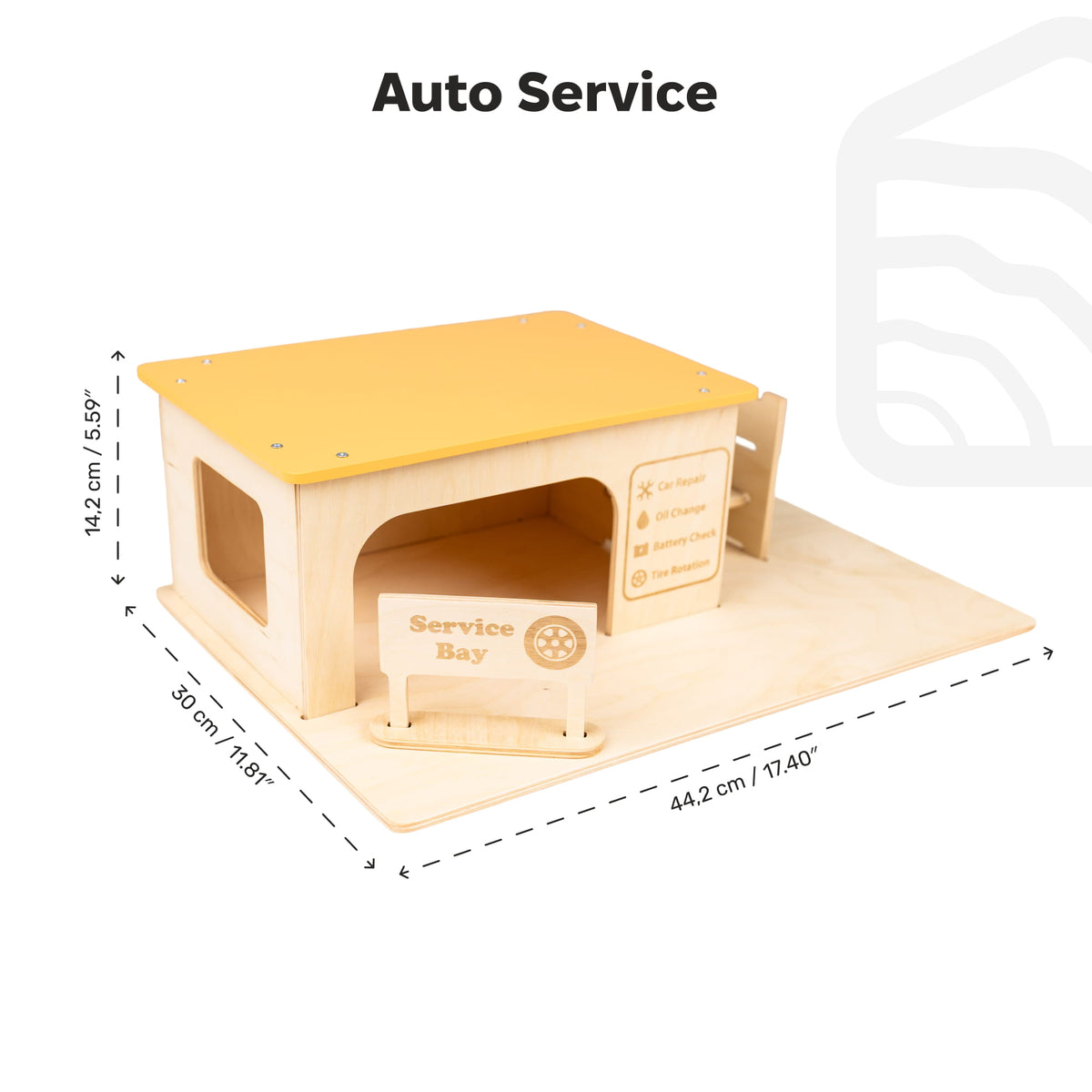 Spielzeug für die Autowerkstatt aus Holz